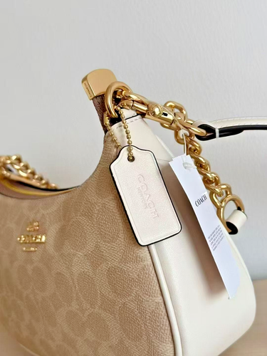 Buy Coach NWT Teri Shoulder Bag In Signature Canvas CV933 Gold/Sand/Chalk! – Best Price & Deal - Image 6