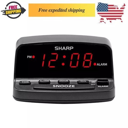 Buy Digital Alarm Clock, SHARP, Midnight Black, Easy Controls, Red LED Display – Best Price & Deal - Image 2