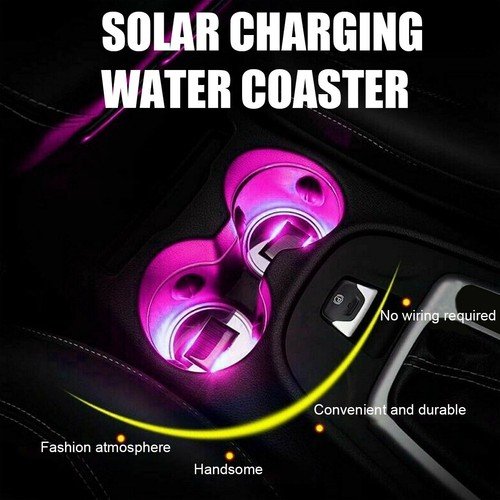 Buy 2pcs LED Solar Cup Pad Car Light Cover Interior Decoration Car Light Accessories – Best Price & Deal - Image 2