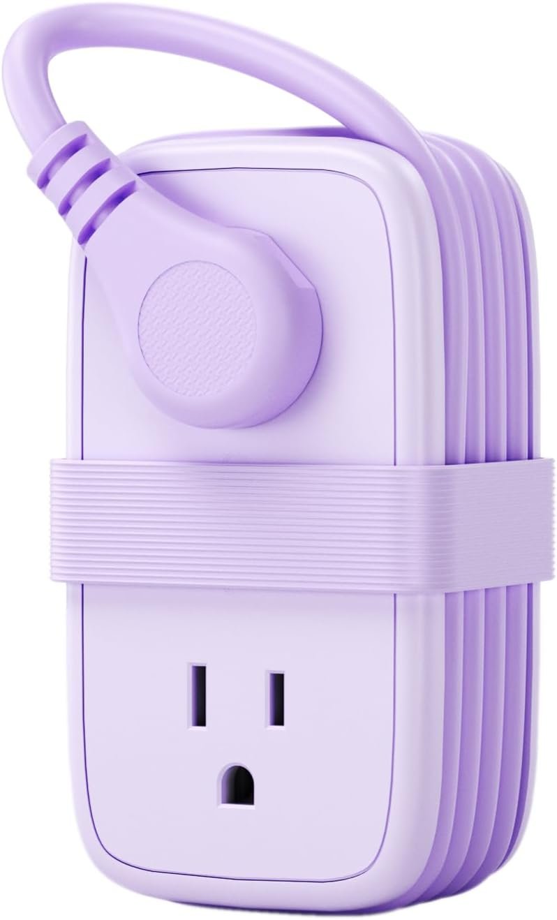 NTONPOWER Purple Travel Power Strip,Travel Essentials 4 Outlets 3 USB(1 C) with 4FT Wrapped Extension Cord Flat Plug, Cruise Essentials 2026 for Hotel Travel Cruise Essentials - Image 2