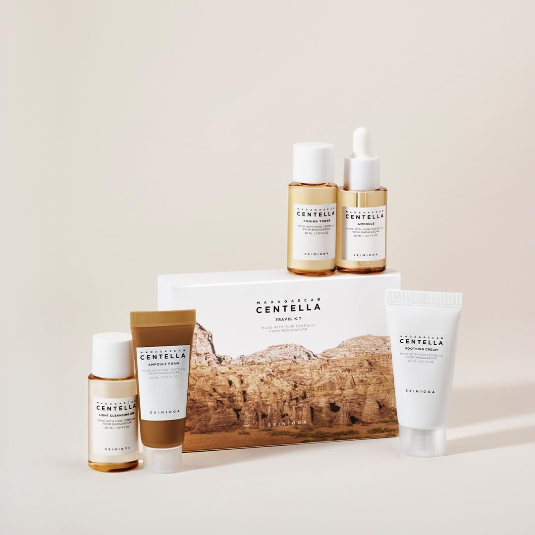 SKIN1004 Madagascar Centella Travel Kit, Toner, Ampoule, Soothing Cream, Cleansing Oil, Ampoule Foam, Basic Skincare Trial Kit Box , Gift Sets for Mom, Women & Mothers Day, Compact Size - Image 9