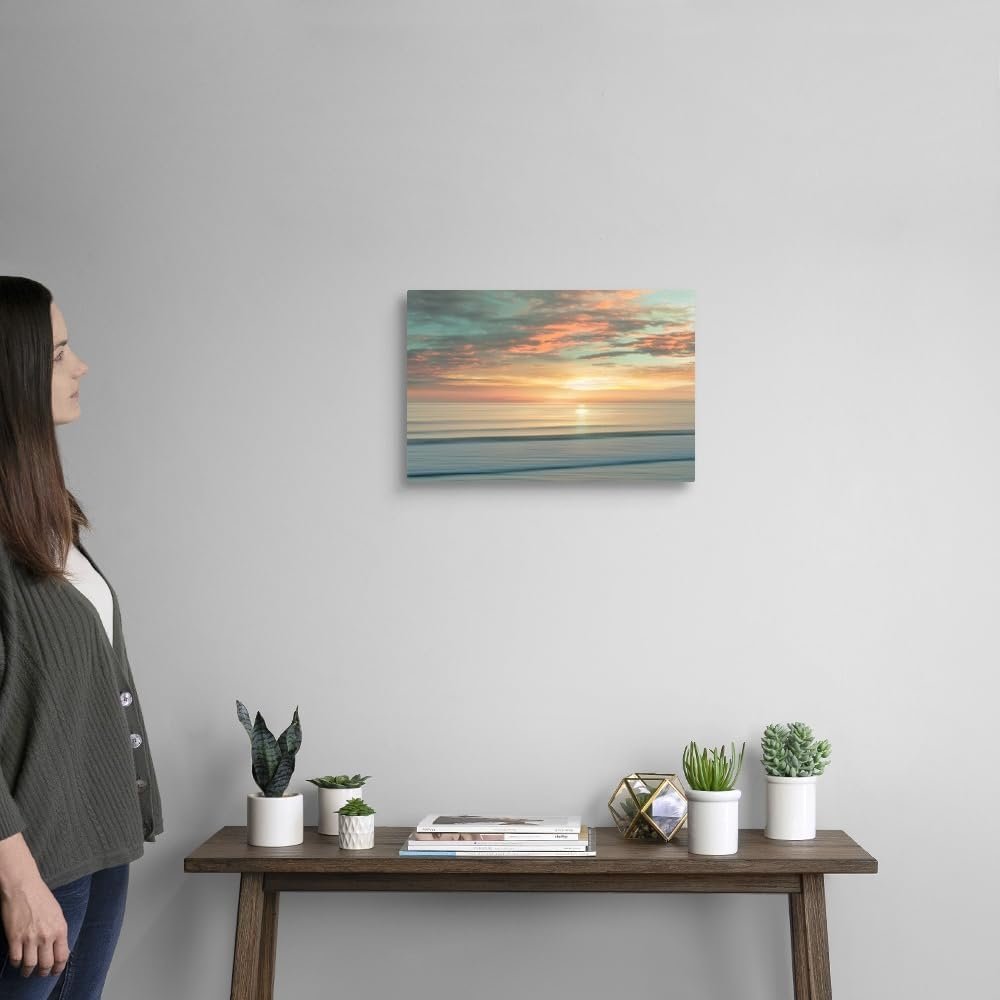 CANVAS ON DEMAND Beach Sunrise Canvas Wall Art Print by Alex Hanson, Contemporary, Home Decor, Ocean Artwork,18" x12in - Image 3