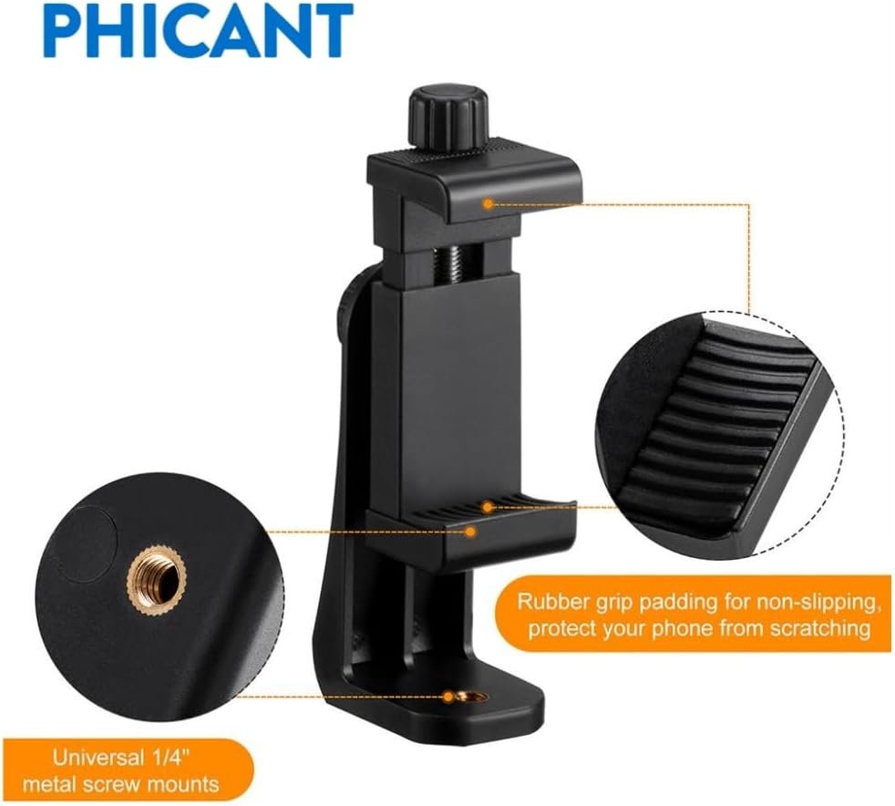 Phone Tripod Mount Adapter/Universal Tripod Cell Phone Holder, Fits Any Smartphone, 1/4" Standard Screw, Rotating Vertical and Horizontal, Compatible with iPhone, Samsung, Selfie Stick, Monopod - Image 3