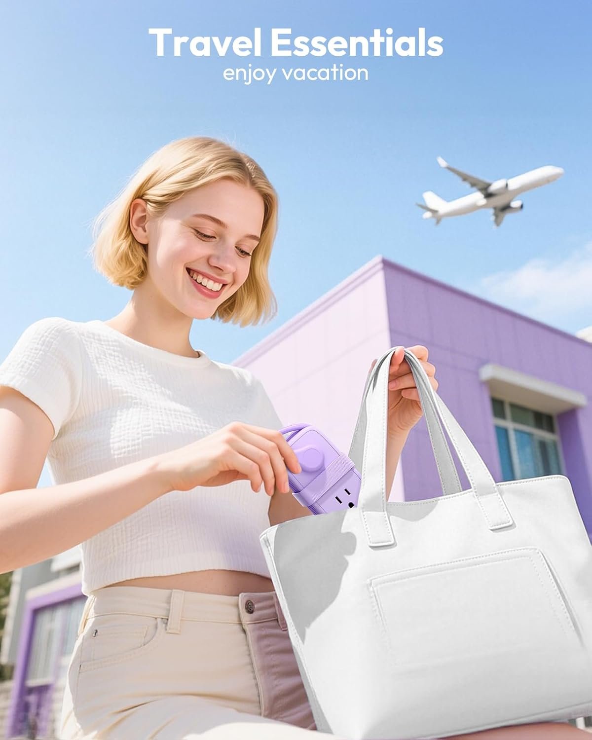 NTONPOWER Purple Travel Power Strip,Travel Essentials 4 Outlets 3 USB(1 C) with 4FT Wrapped Extension Cord Flat Plug, Cruise Essentials 2026 for Hotel Travel Cruise Essentials - Image 6