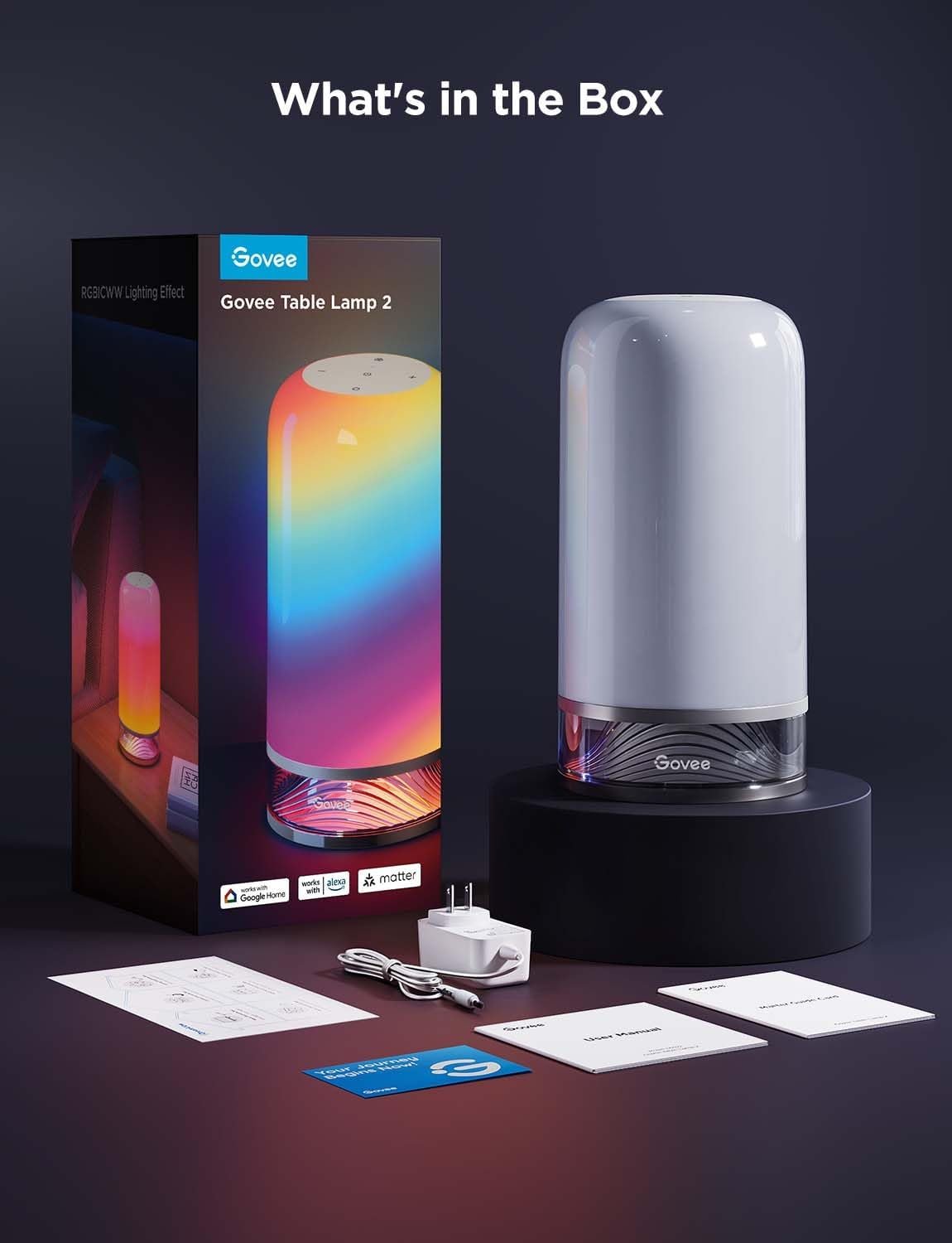 Govee RGBIC Smart Table Lamp 2, Touch Bedside Small Table Lamp Compatible with SmartThings, Matter, Alexa, Desk Lamp with 64 Scene Modes, Nightstand Lamp for Bedroom Living Room Night Light(Corded) - Image 9