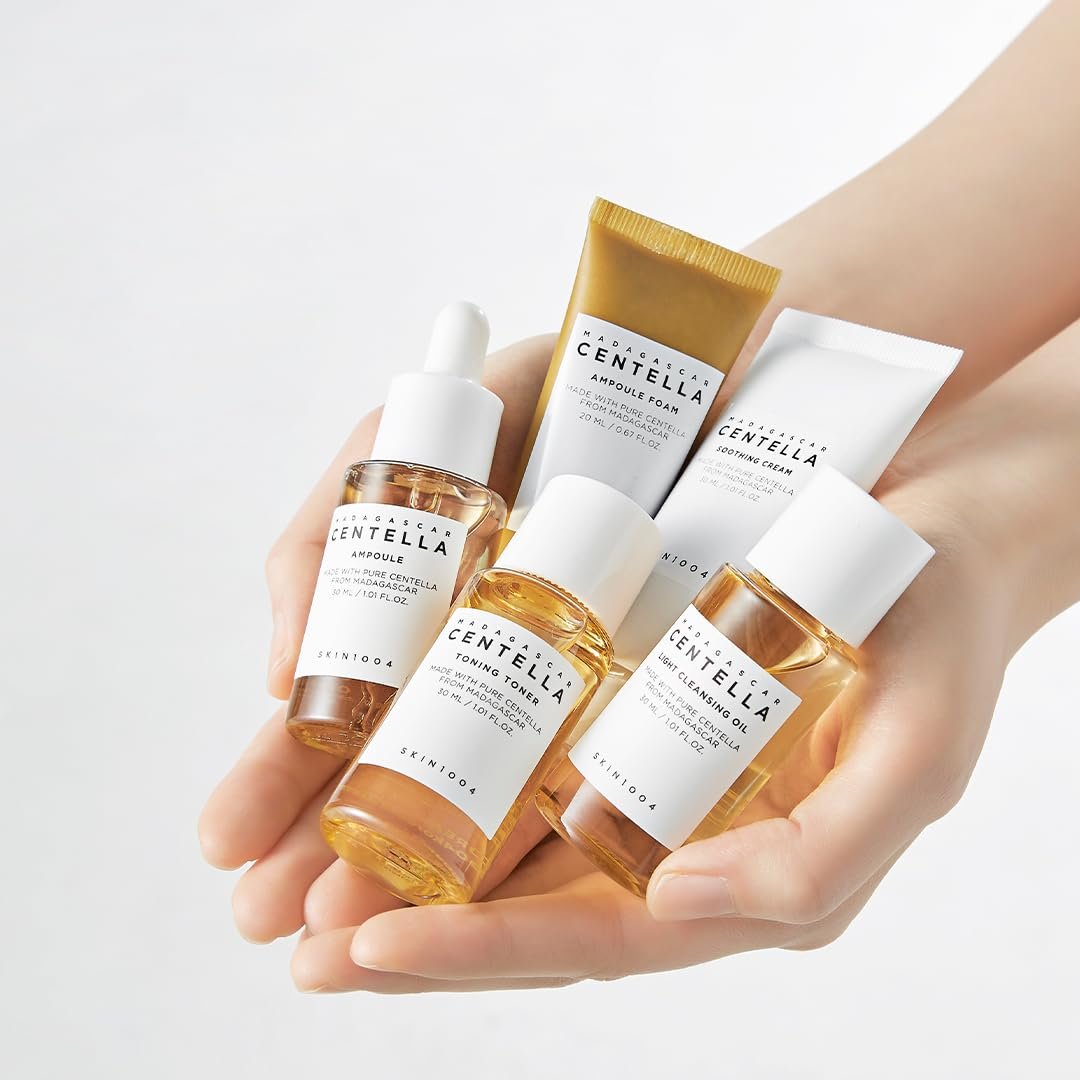 SKIN1004 Madagascar Centella Travel Kit, Toner, Ampoule, Soothing Cream, Cleansing Oil, Ampoule Foam, Basic Skincare Trial Kit Box , Gift Sets for Mom, Women & Mothers Day, Compact Size - Image 3