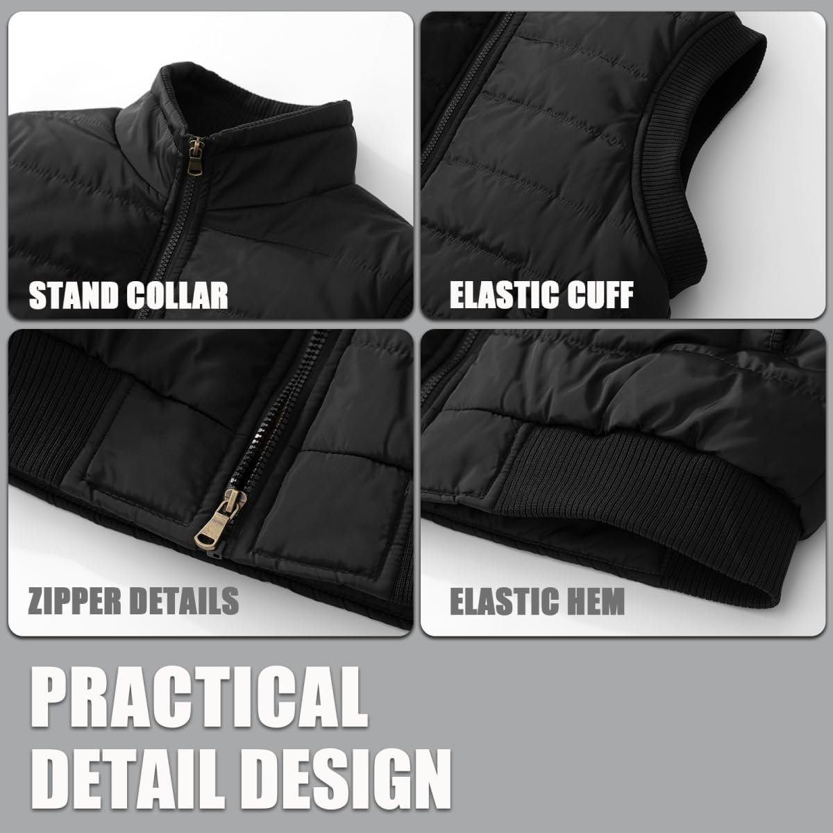 Msmsse Men's Outerwear Vests Winter Quilted Padded Vest Gilet Stand Collar Warm Puffer Vest - Image 5