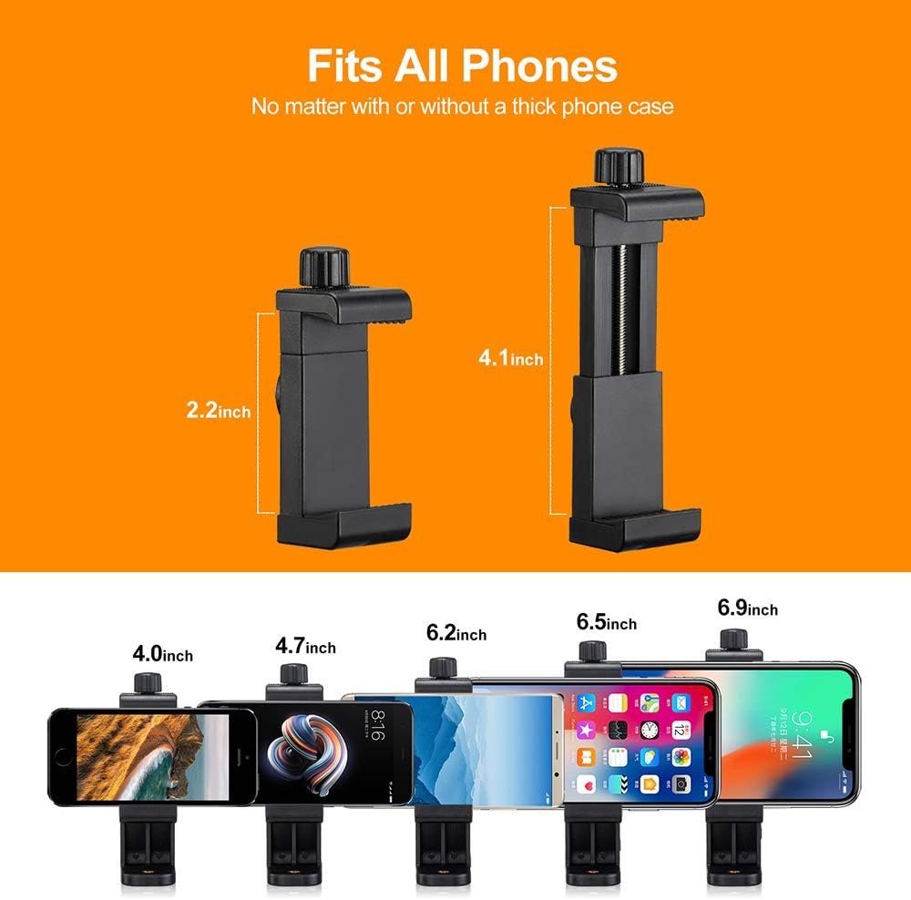 Phone Tripod Mount Adapter/Universal Tripod Cell Phone Holder, Fits Any Smartphone, 1/4" Standard Screw, Rotating Vertical and Horizontal, Compatible with iPhone, Samsung, Selfie Stick, Monopod - Image 5