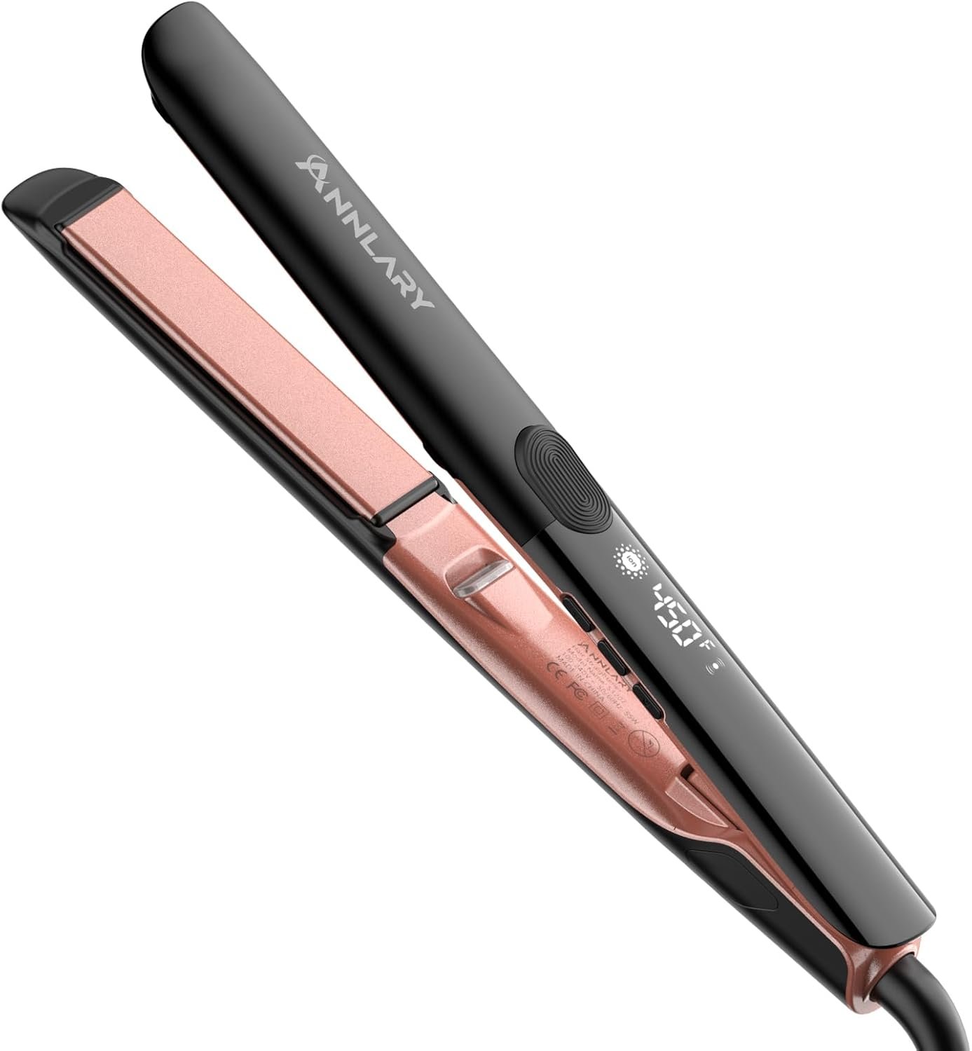 Hair Straightener 1 Inch Flat Iron and Curler 2 in 1 Titanium Ceramic Ionic Dual Voltage Straightener with Heat-Resistant Silicone, for Less Frizz, Shinier & Smoother - Image 2