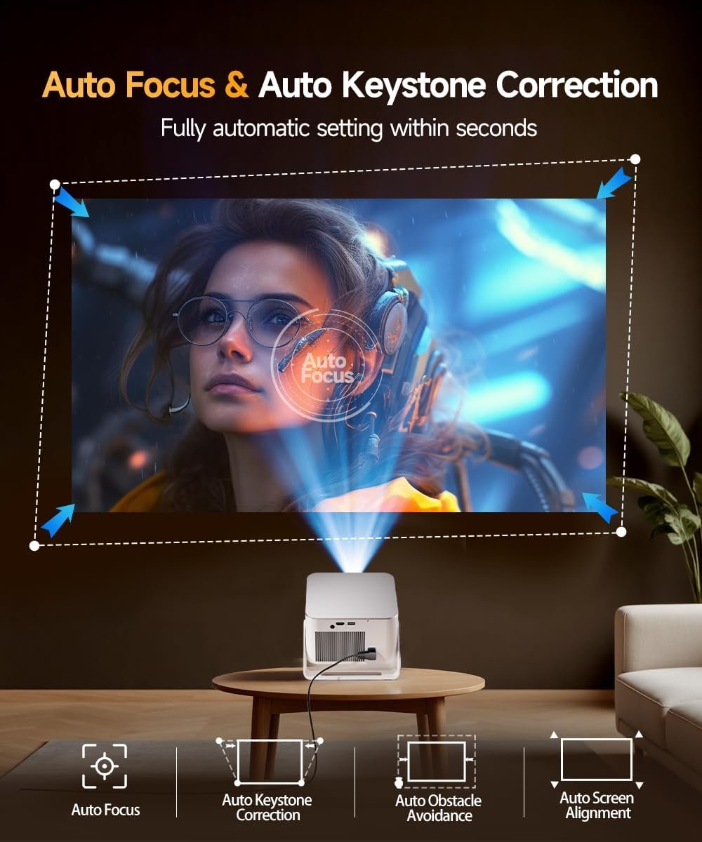 Smart Projector with 4K 8K Support, Mini Projector with Wifi6 and Bluetooth5.4, 600 ANSI, Auto Focus & Obstacle Avoidance 1080P Portable Movie Proyector for Home Outdoor, Magcubic HY350Max - Image 6