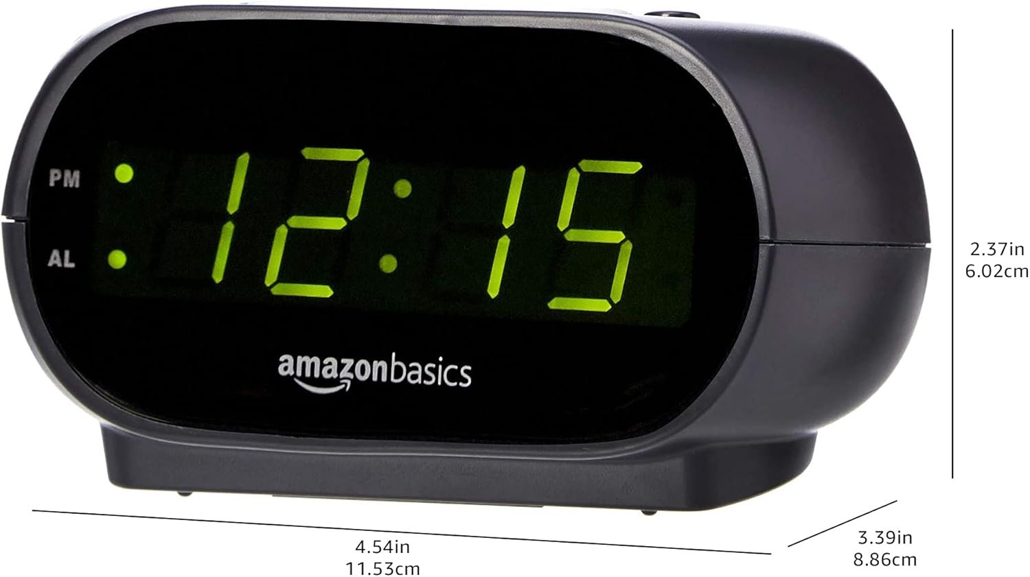 Amazon Basics Small Digital Oval Alarm Clock with LED Display, Nightlight, Snooze Function & Battery Backup, Black, 4.5 x 3.5 x 2.4 Inches - Image 7