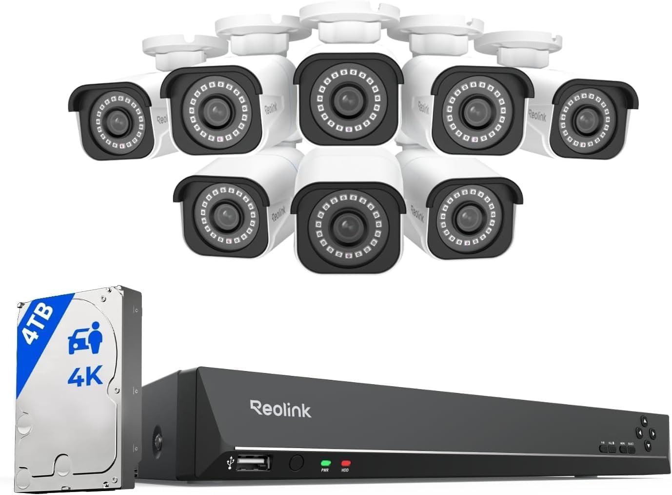 REOLINK 4K Security Camera System, RLK16-800B8 8pcs H.265 PoE Wired with Person Vehicle Detection, 8MP/4K 16CH NVR with 4TB HDD for 24-7 Recording - Image 2