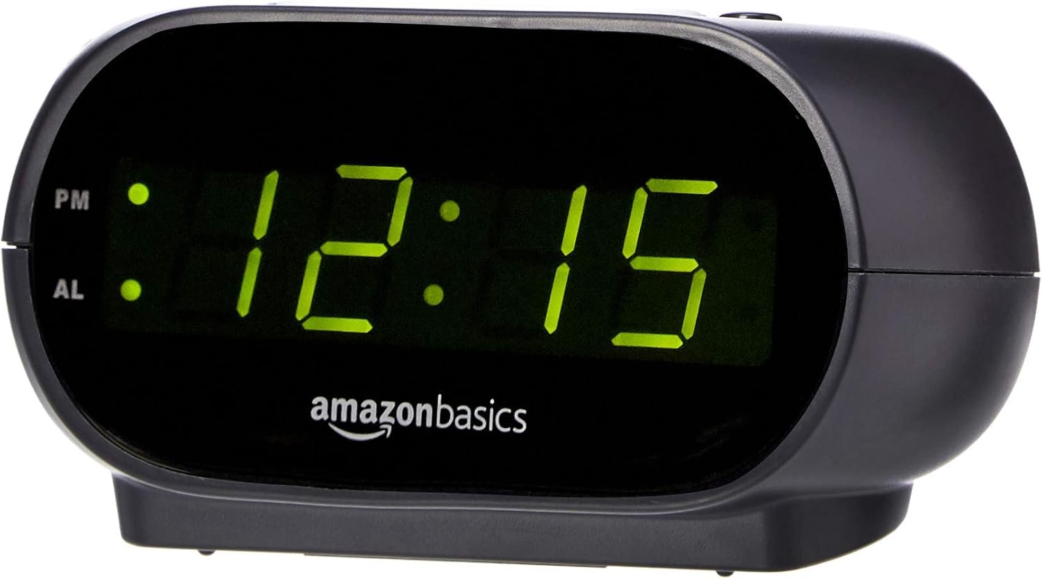 Amazon Basics Small Digital Oval Alarm Clock with LED Display, Nightlight, Snooze Function & Battery Backup, Black, 4.5 x 3.5 x 2.4 Inches - Image 2