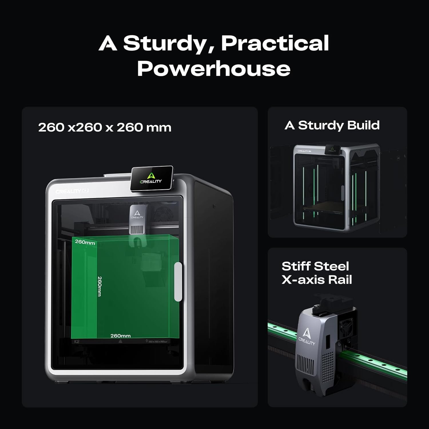 Creality K2 Combo 3D Printer, Multicolor Printing with CFS, Max 600mm/s Printing Speed, Smart Auto Leveling & Al Camera, Next-Gen Direct Drive Extruder, Build Volume 260 * 260 * 260mm - Image 8