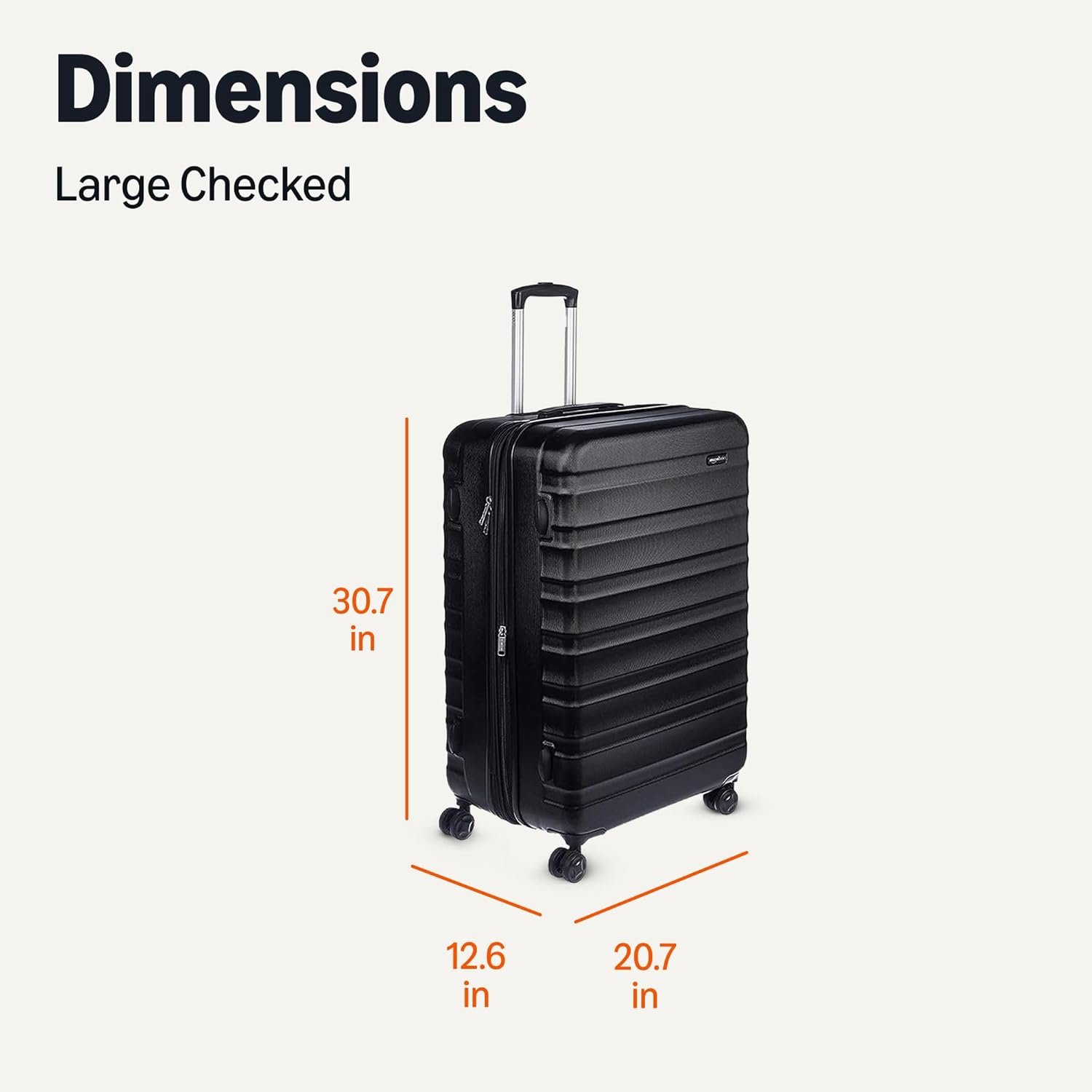Amazon Basics 30" Hardside Large Checked Luggage, Hardshell Suitcase With Four Multi-directional Wheels, Expandable For Up to 15% More Space, Scratch-Resistant Shell, Black - Image 7