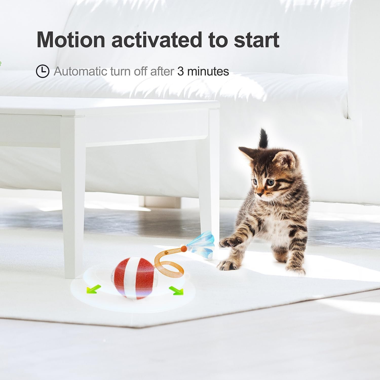Interactive Cat Toys for Indoor Cats,The 3rd Generation Agile Moving Cat Ball with Elastic Mesh Tail,Automatic Kitten Toys for Bored Indoor Cats,Motion Activated (Orange) - Image 6
