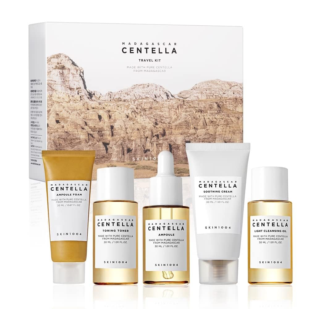 SKIN1004 Madagascar Centella Travel Kit, Toner, Ampoule, Soothing Cream, Cleansing Oil, Ampoule Foam, Basic Skincare Trial Kit Box , Gift Sets for Mom, Women & Mothers Day, Compact Size - Image 2