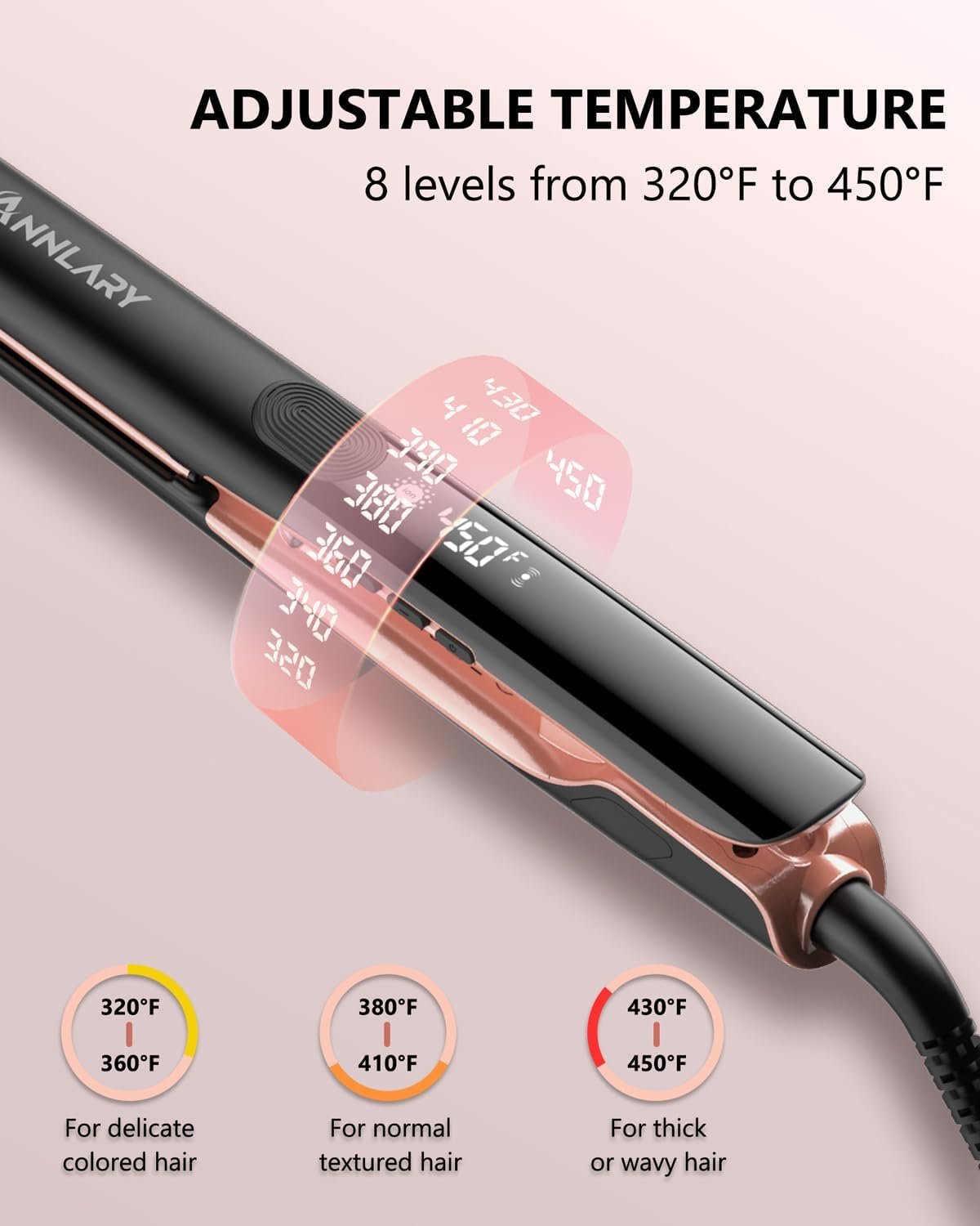 Hair Straightener 1 Inch Flat Iron and Curler 2 in 1 Titanium Ceramic Ionic Dual Voltage Straightener with Heat-Resistant Silicone, for Less Frizz, Shinier & Smoother - Image 4