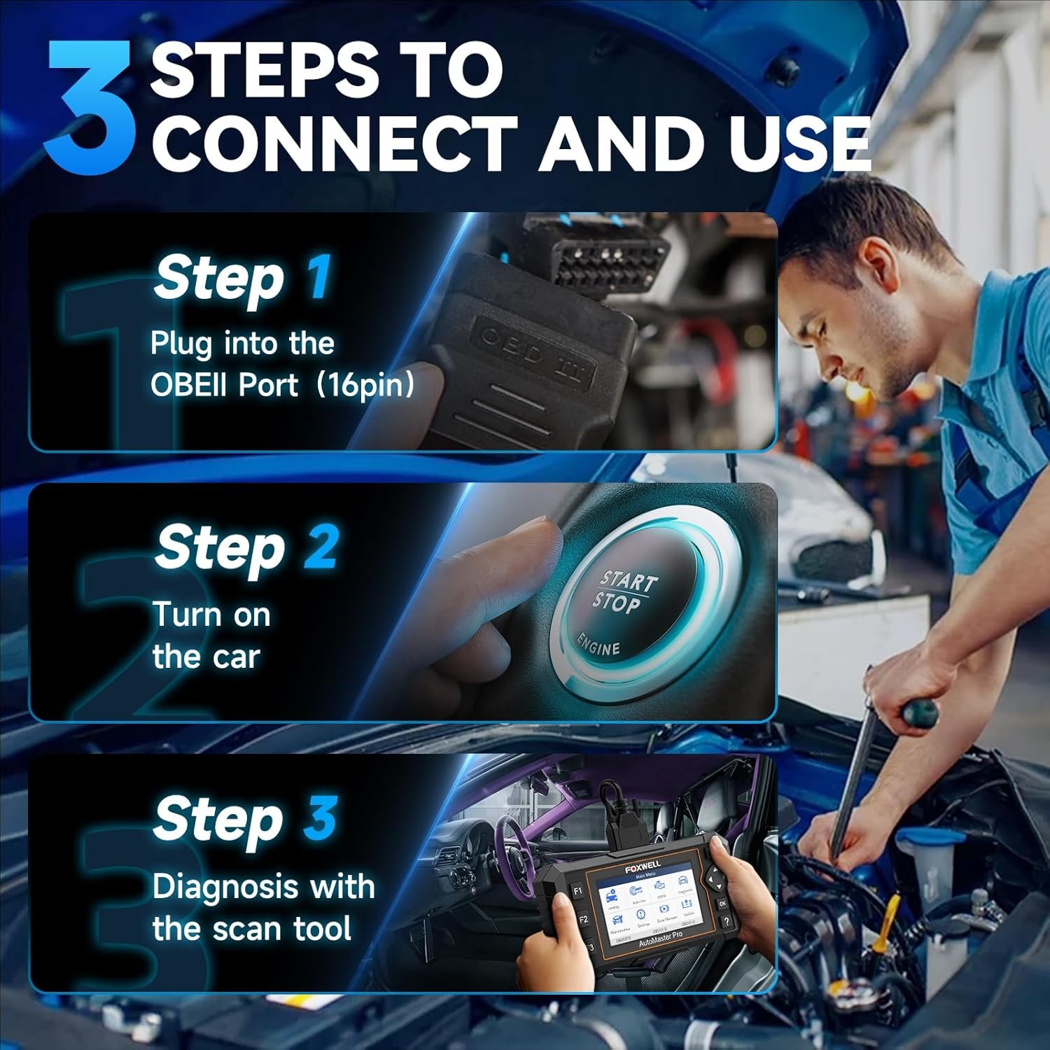 2026 FOXWELL NT614 Elite OBD2 Scanner with 5 Resets ABS Bleeding, SAS Calibration, Oil, EPB, Throttle, Upgrade of NT604 Code Reader Scan Tools, ABS SRS Engine Transmission Battery Test Car Scanner - Image 6