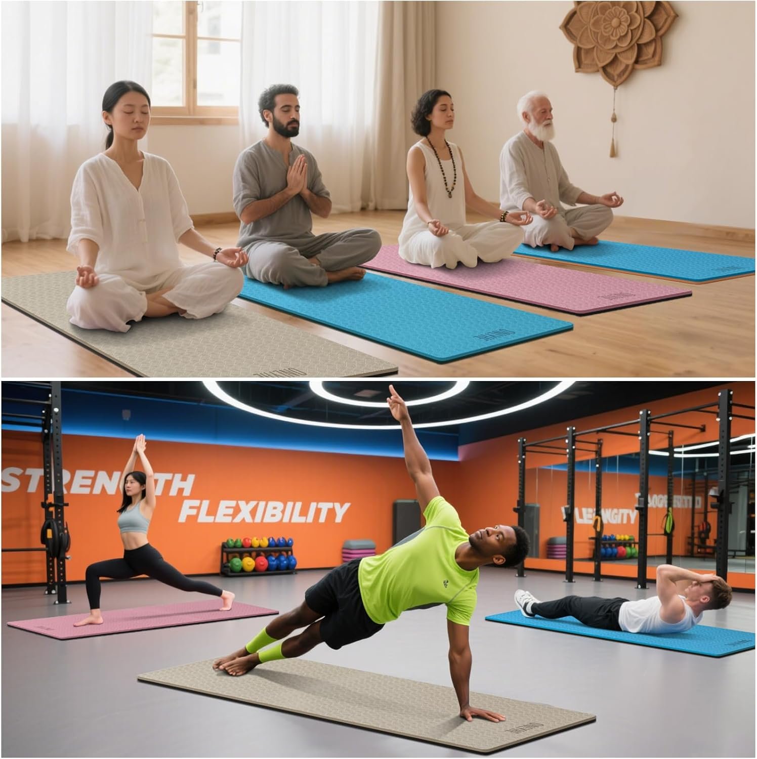 Extra Long & Wide Yoga Mat for Tall Men & Women,76''x32.6''x7mm - High Density TPE Non-Slip Both Sides, Lightweight 1.1kg with Superior Cushioning for gymnastics, Pilates, Home, Workout - Image 7