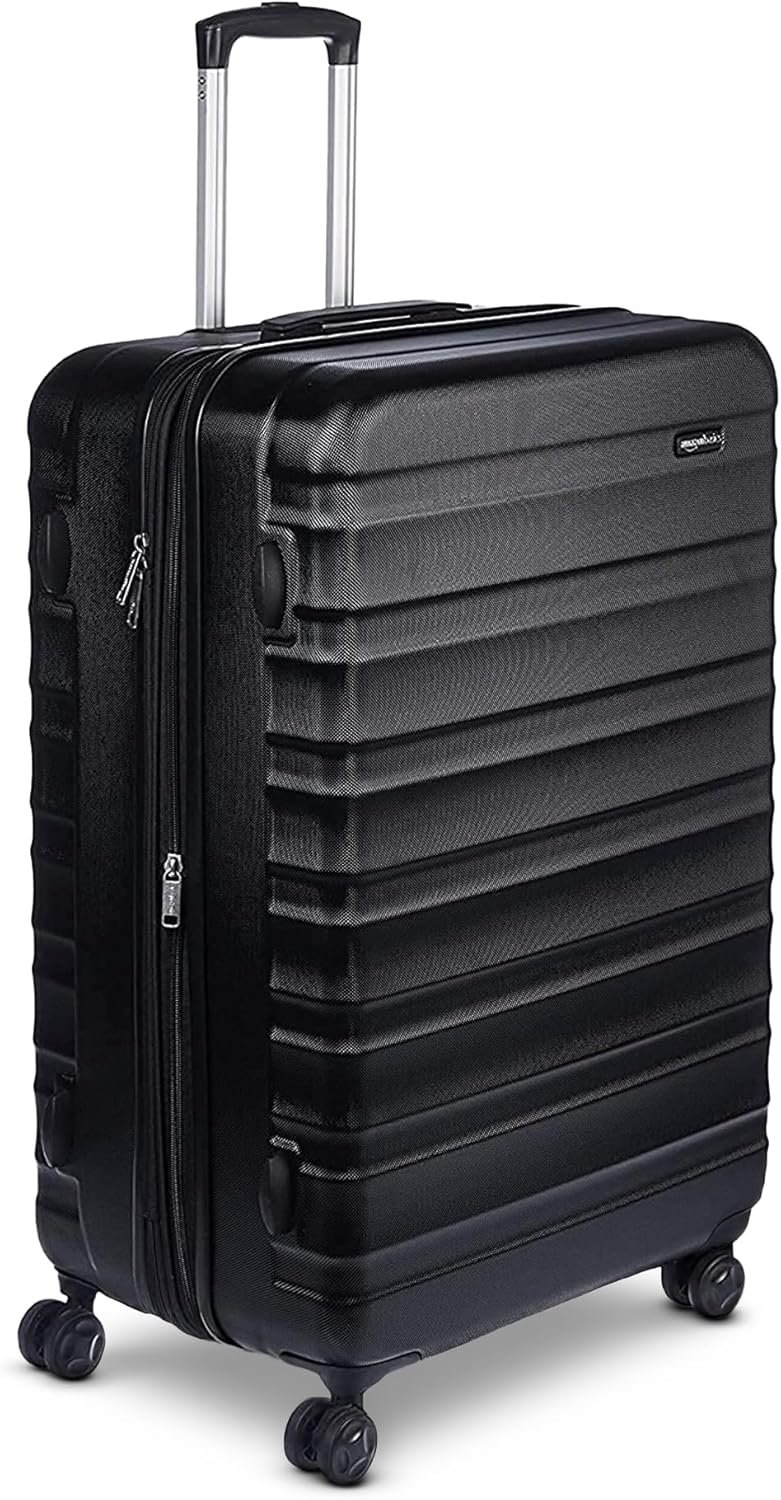 Amazon Basics 30" Hardside Large Checked Luggage, Hardshell Suitcase With Four Multi-directional Wheels, Expandable For Up to 15% More Space, Scratch-Resistant Shell, Black - Image 2