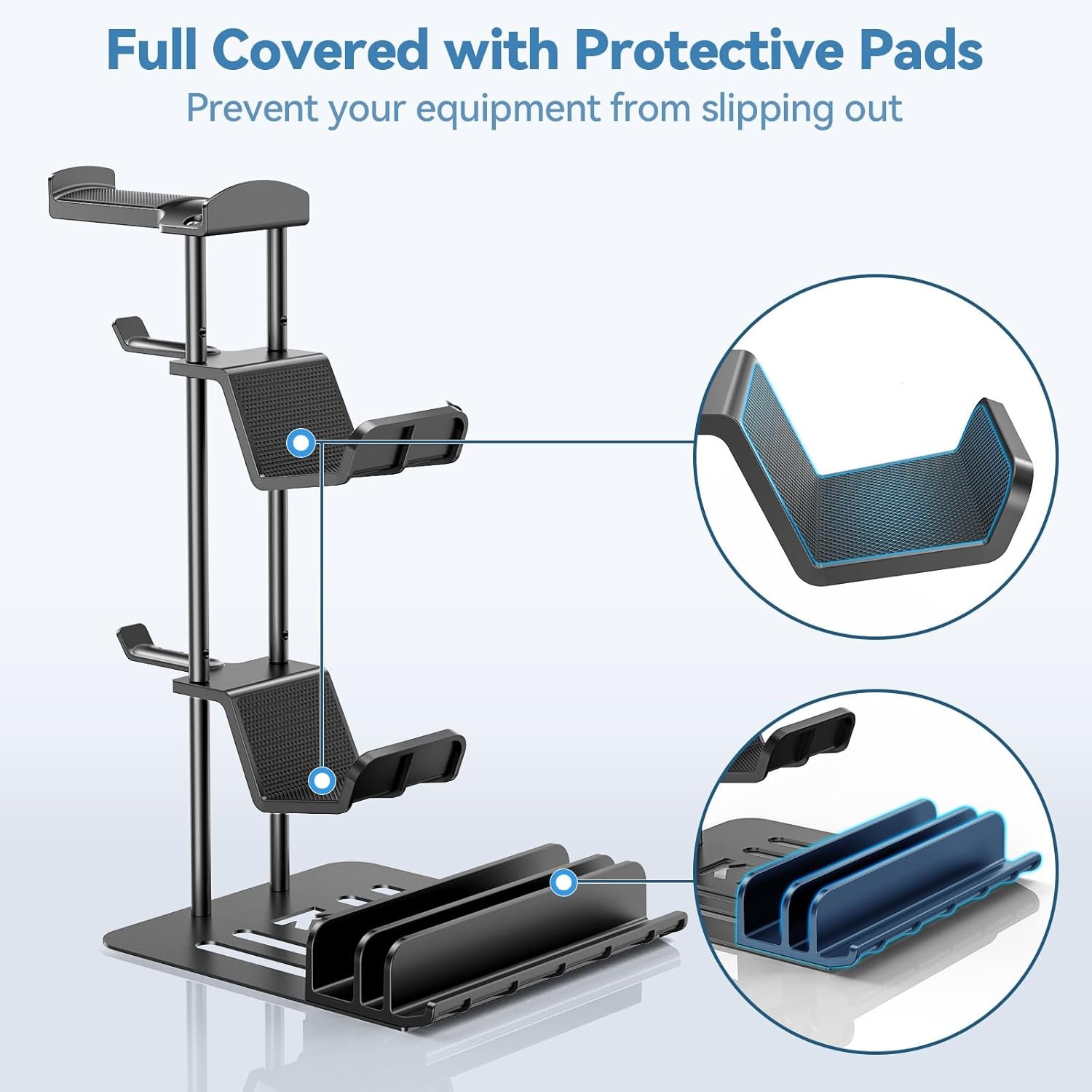 KDD Headphone Stand, Controller Holder & Headset Holder for Desk, Earphone Stand with Aluminum Supporting Bar, Universal Storage Organizer Headphones/Controller/Switch/Mobile Phone - Image 5