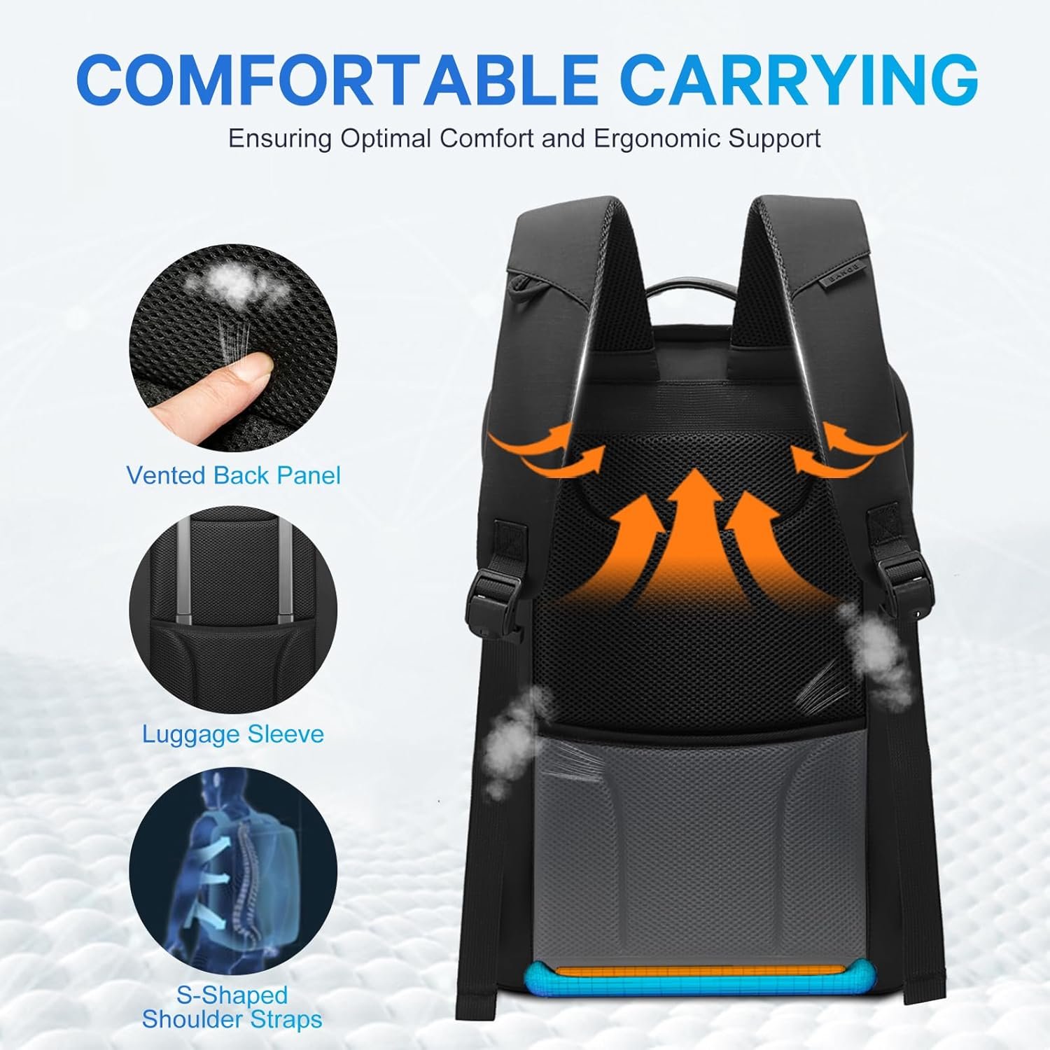 BANGE 15.6 Inch Laptop Backpack for Men and Women, Business Travel Backpack, Waterproof Lightweight Computer Bag for Office, Commuter & Outdoor Sports - Image 6