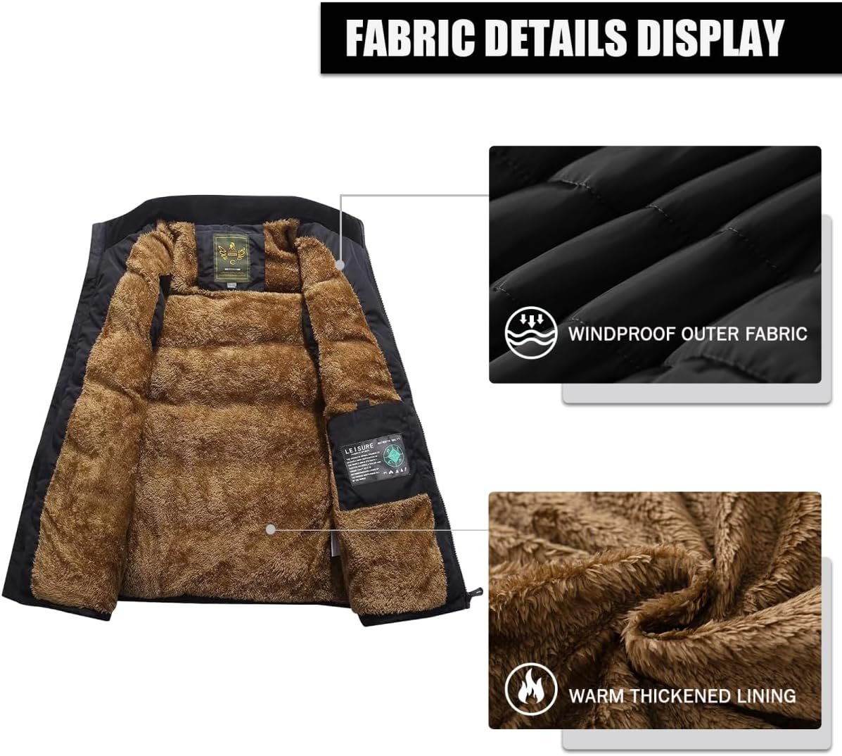 Msmsse Men's Outerwear Vests Winter Quilted Padded Vest Gilet Stand Collar Warm Puffer Vest - Image 3