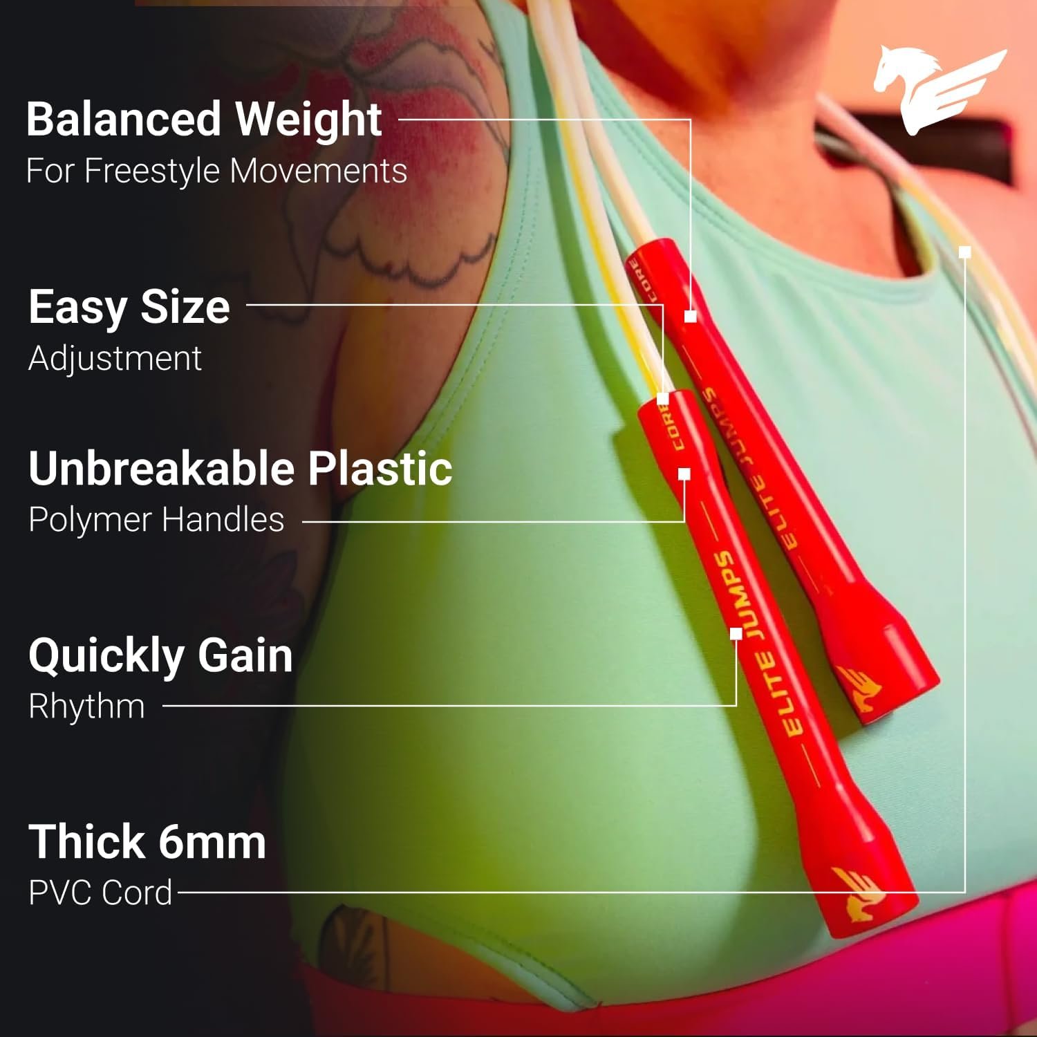 Elite Jumps Core Jump Rope - Indoor/outdoor adjustable jump rope for Training and Fitness PVC Skip Rope for Fitness - Unbreakable Handles with Tangle-Free Jumping Rope for Workout - Image 3