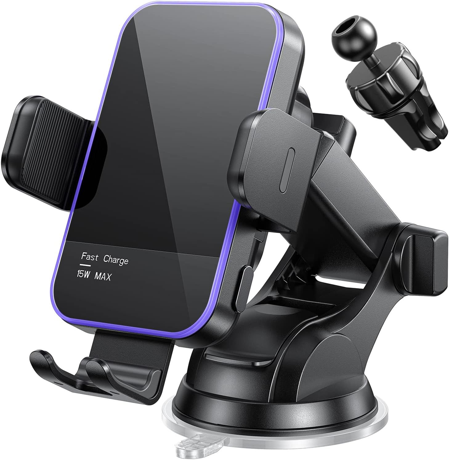 Wireless Car Charger,【7 Colored RGB Backlit】 Mosurr 15W Auto Clamping Phone Holders for Your car fit for iPhone 16 15 14 Mini Pro Max, Samsung Galaxy S25 Ultra S24 S23+, etc, Fathers Day for Gifts - Image 2