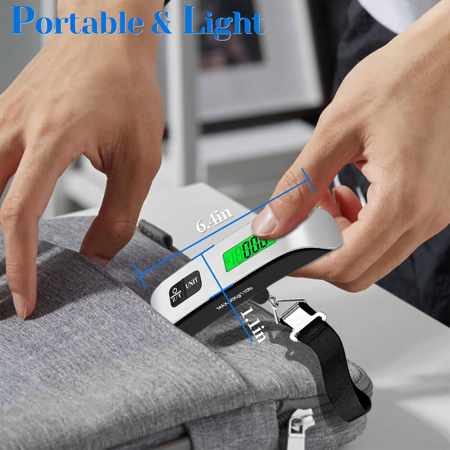 Luggage Scale, 110lb Luggage Weight Scale with 4 Unit Switching Functions&LED Display, Luggage Scale Travel Digital for Weighing Luggage, Backpacks, Packages and Markets - Image 7