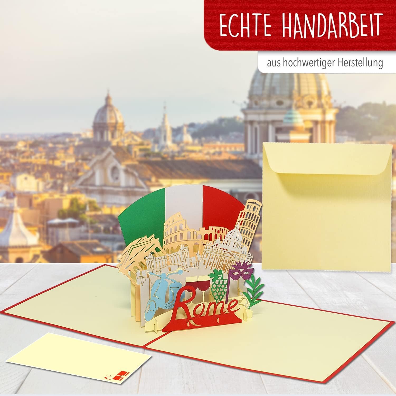 ®, LIN17630, Pop Up Karte Rom, Italien Reisegutschein, Pop Up Karte Italien, POP UP Karten Geburtstag, Pop Up Geburtstagskarte, Geschenkgutschein Städtetrip Grußkarten Italien Rome, N363 - Image 5