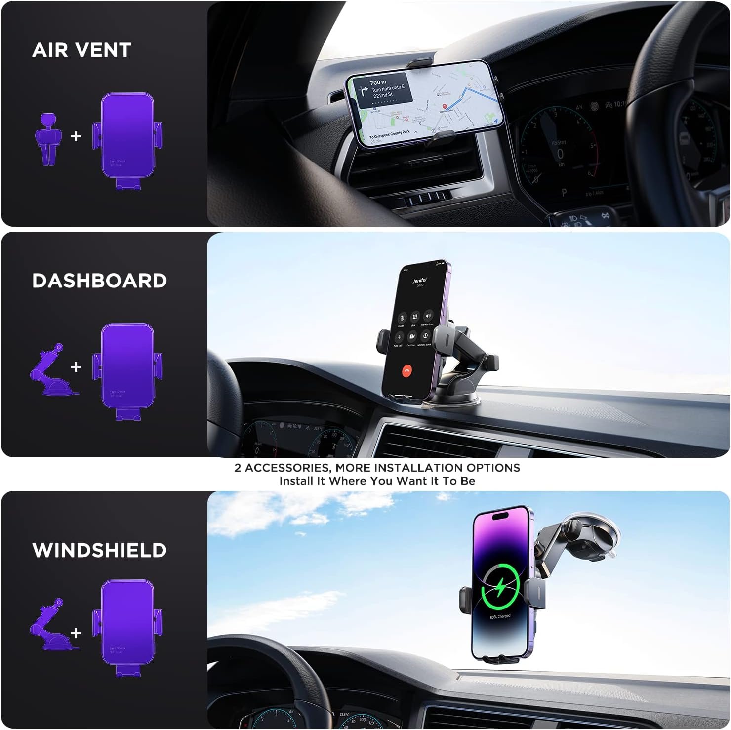 Wireless Car Charger,【7 Colored RGB Backlit】 Mosurr 15W Auto Clamping Phone Holders for Your car fit for iPhone 16 15 14 Mini Pro Max, Samsung Galaxy S25 Ultra S24 S23+, etc, Fathers Day for Gifts - Image 7
