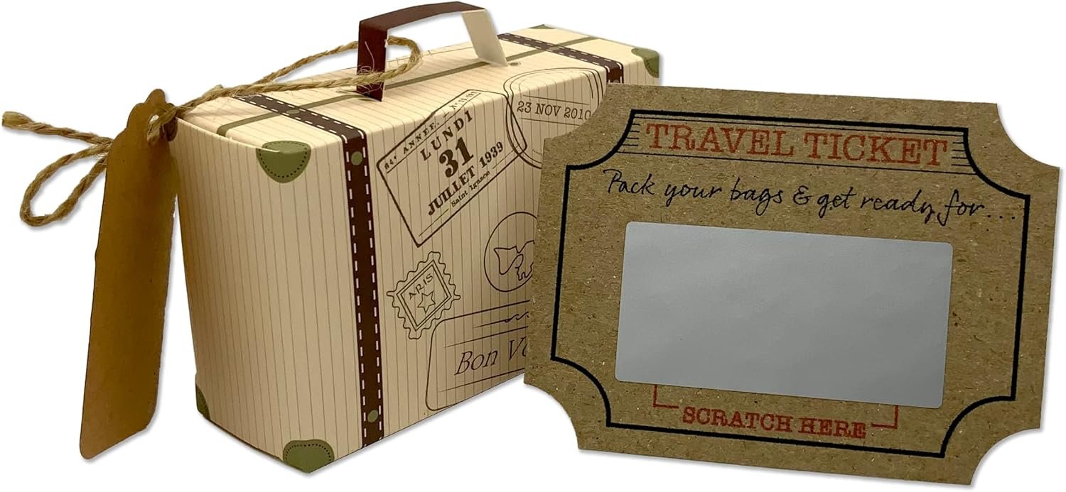 DIY Surprise Mini Suitcase & Mini Travel Ticket Scratch & Reveal Card Gift bundle (DIY). Perfect for Valentines, vacations, birthday, family trips away! - Image 2