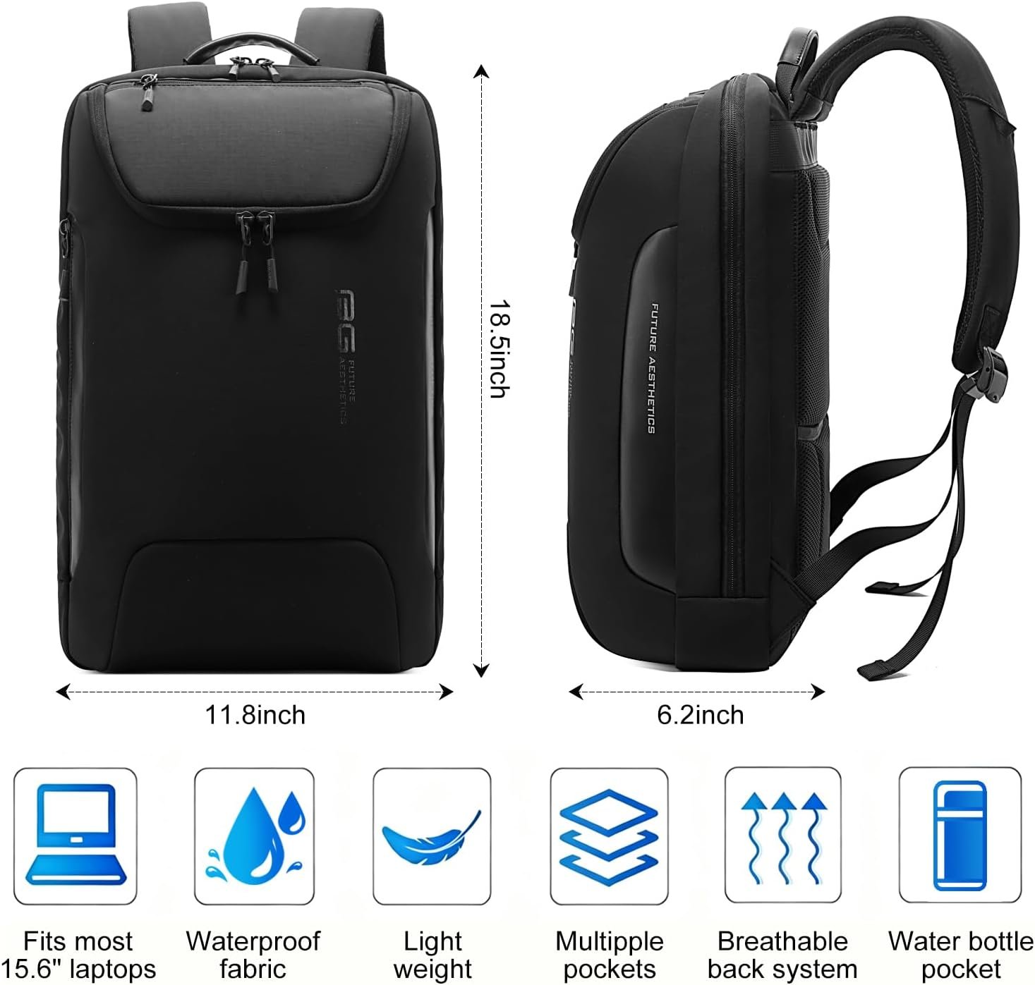 BANGE 15.6 Inch Laptop Backpack for Men and Women, Business Travel Backpack, Waterproof Lightweight Computer Bag for Office, Commuter & Outdoor Sports - Image 4