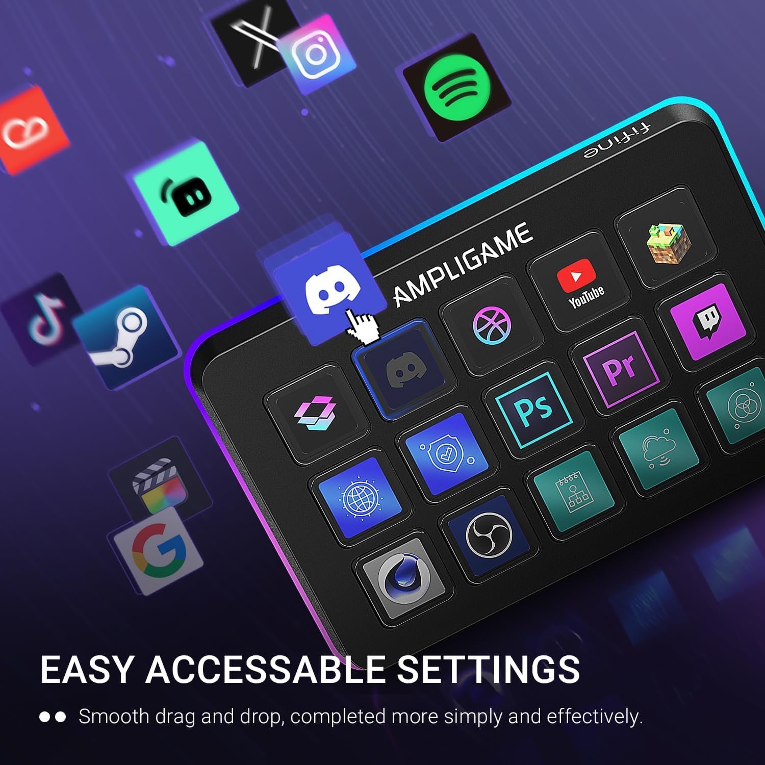 FIFINE AmpliGame Stream Controller with 15 Macro Keys, Streaming Keyboard with Trigger Actions in OBS/Twitch/YouTube/Streamlabs, Shortcut Buttons Keypad Works with Mac and PC-D6 - Image 8