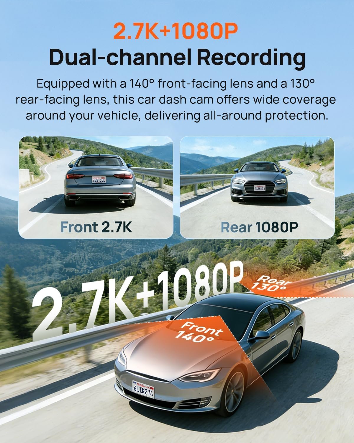 70mai Dash Cam Front and Rear A510,1944P+1080P with STARVIS 2 IMX675 and 64GB Card, Dash Camera for Cars, 4G LTE Support, ADAS, Built-in GPS WiFi, APP Control, HDR, 24H Parking Mode, Loop Recording - Image 5