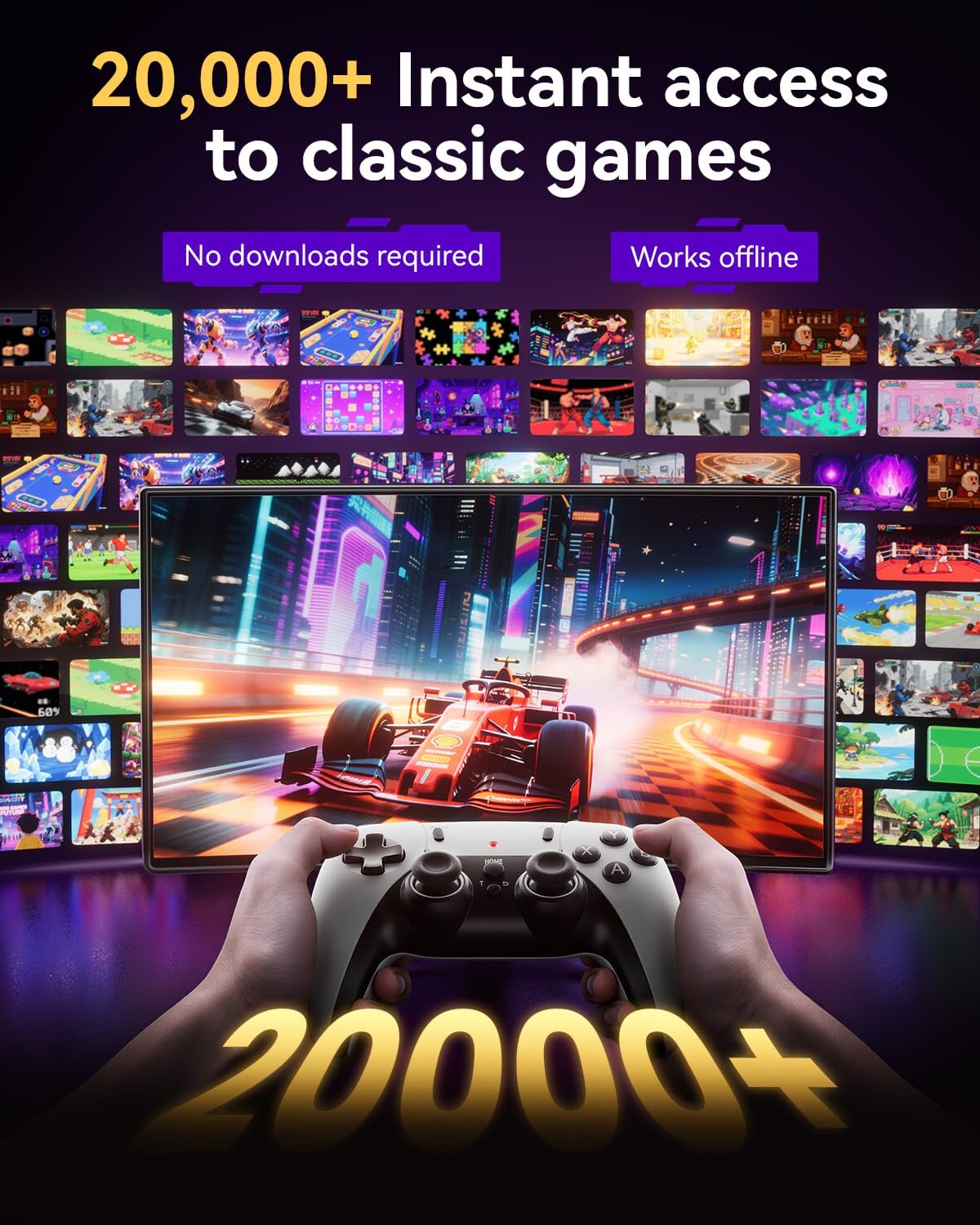 2026 Upgraded Retro Gaming Console, Retro Game Stick, 4K HD HDMI TV Game Stick, Built-in Classic Video Games, Plug & Play Game Console for TV 2 Wireless Controllers (Black) - Image 4