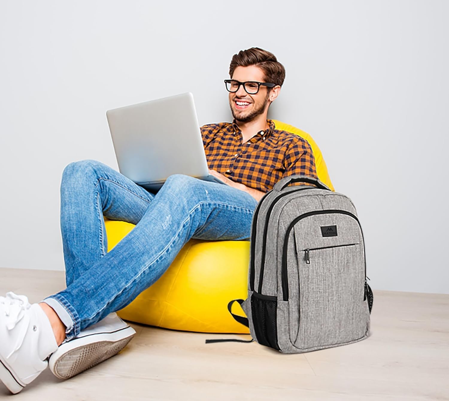 MATEIN Travel Laptop Backpack, Business Anti Theft Slim Sturdy Laptops Backpack Personal Item Bag, Water Resistant College School Computer Bag Gift for Men & Women Fits 15.6 Inch Notebook, Grey - Image 10