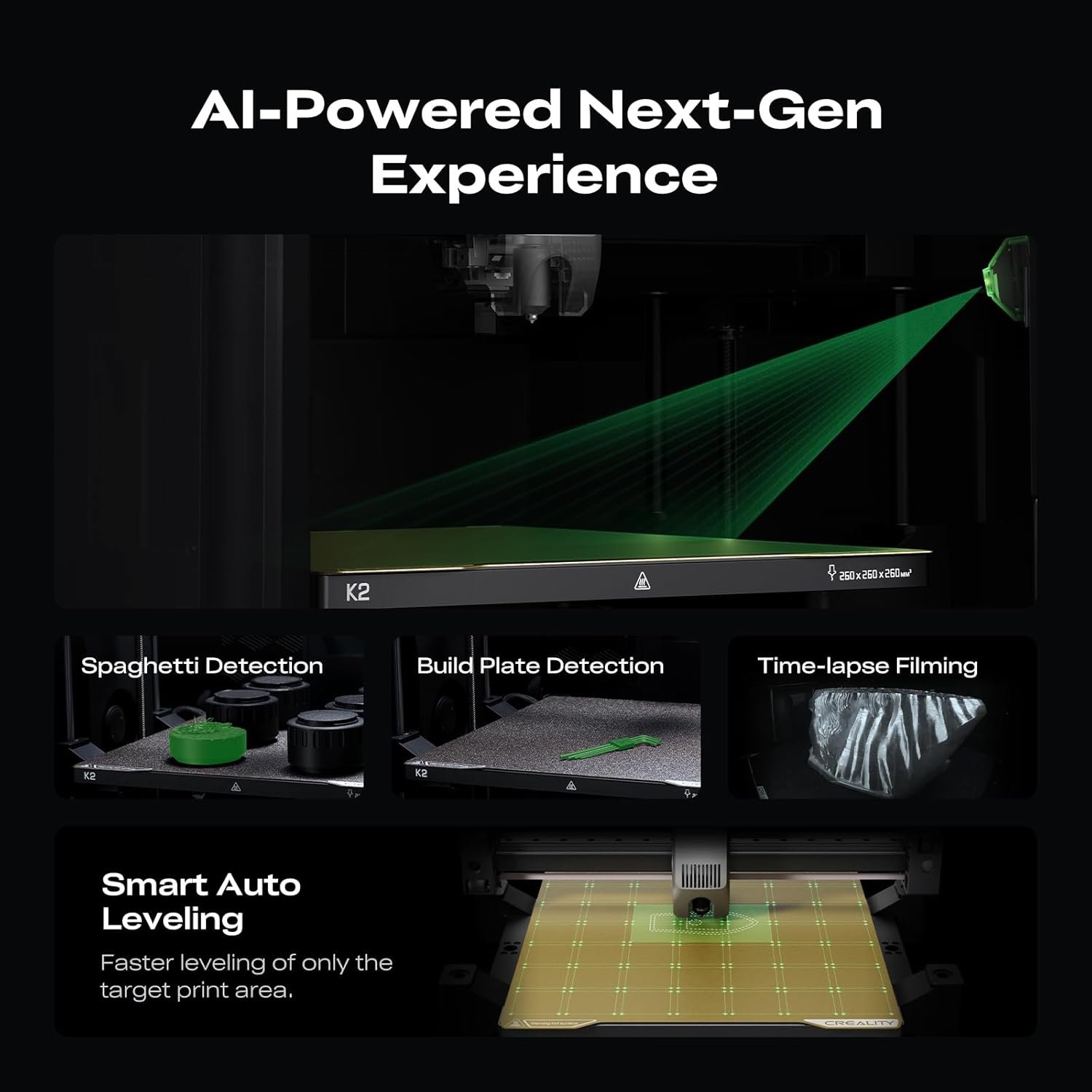 Creality K2 Combo 3D Printer, Multicolor Printing with CFS, Max 600mm/s Printing Speed, Smart Auto Leveling & Al Camera, Next-Gen Direct Drive Extruder, Build Volume 260 * 260 * 260mm - Image 7