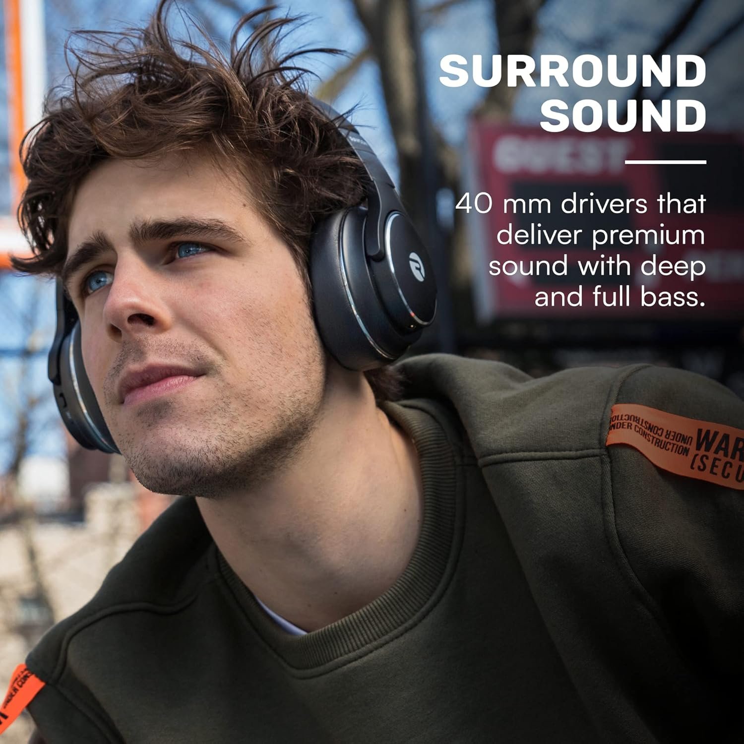 Raycon The Everyday Wireless Bluetooth Over Ear Headphones, with Active Noise Cancelling, Awareness Mode and Built in Microphone, IPX 4 Water Resistance, 40 Hours of Battery Life (Black) - Image 7