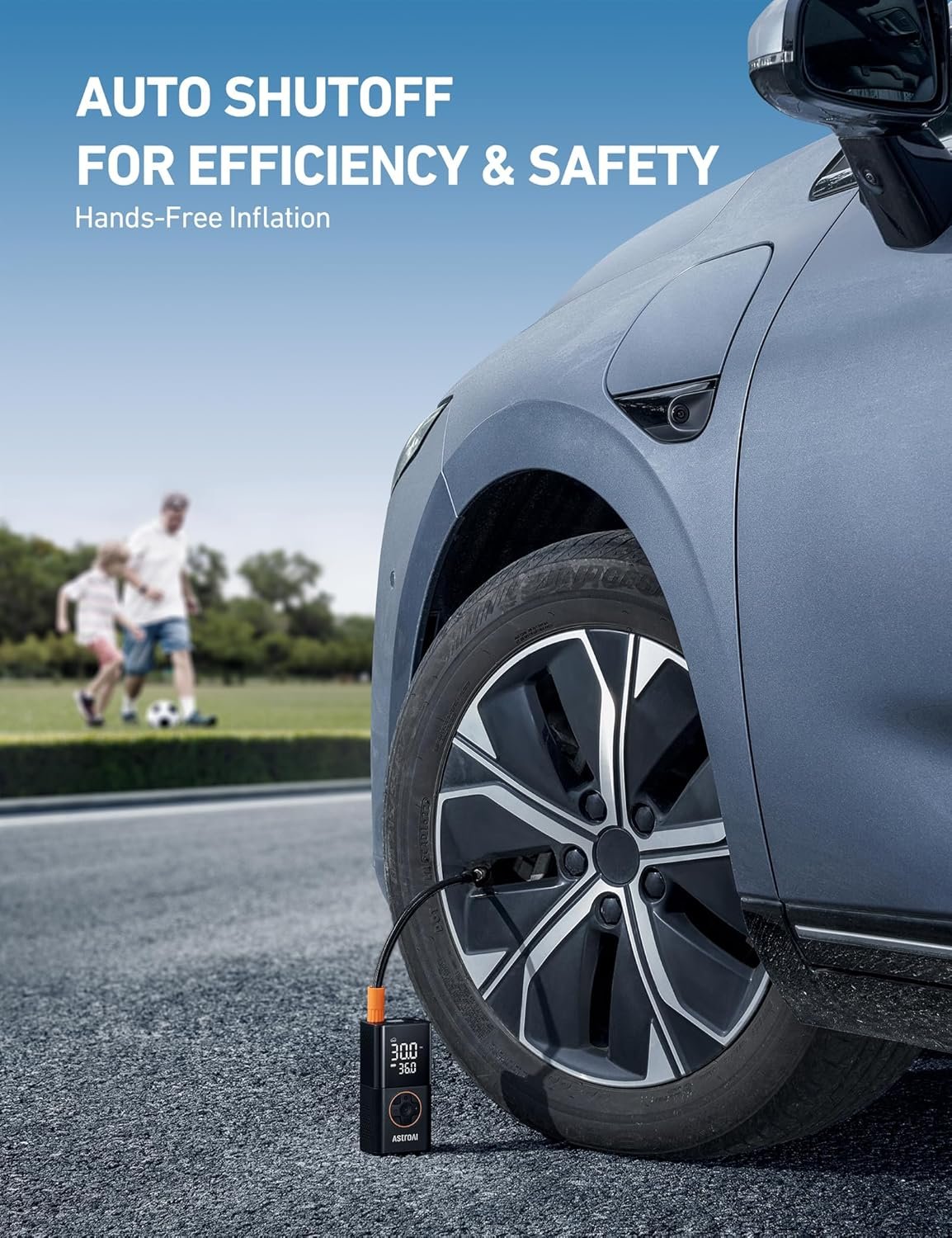 AstroAI L7 Tire Inflator Portable Air Compressor Cordless Mini Bike Pump with Digital Dual Values Display, 150 PSI Car Tires Air Pump with LED Lights&Pressure Gauge for Auto, Motorcycles, Bikes, Balls - Image 8