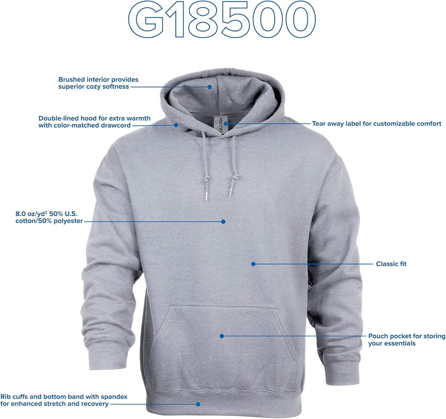 Gildan Adult Fleece Hoodie Sweatshirt, Style G18500, Multipack - Image 6