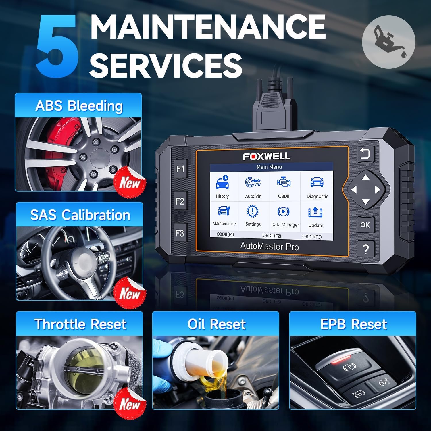 2026 FOXWELL NT614 Elite OBD2 Scanner with 5 Resets ABS Bleeding, SAS Calibration, Oil, EPB, Throttle, Upgrade of NT604 Code Reader Scan Tools, ABS SRS Engine Transmission Battery Test Car Scanner - Image 4