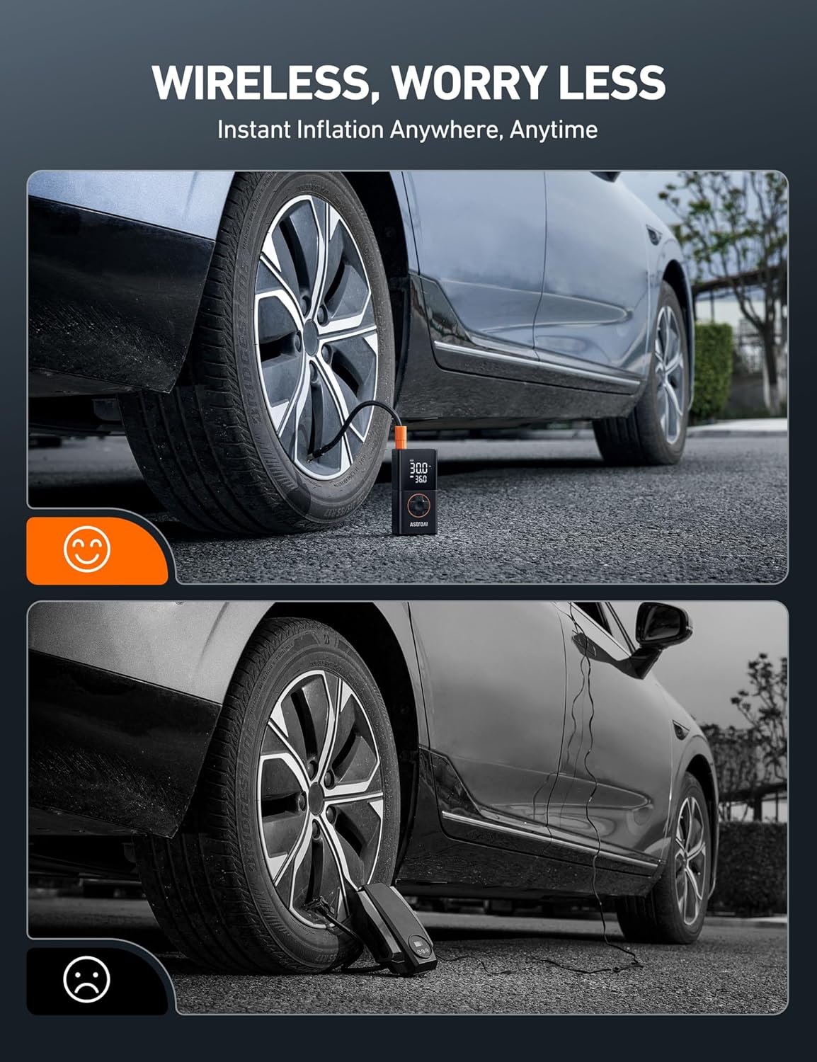 AstroAI L7 Tire Inflator Portable Air Compressor Cordless Mini Bike Pump with Digital Dual Values Display, 150 PSI Car Tires Air Pump with LED Lights&Pressure Gauge for Auto, Motorcycles, Bikes, Balls - Image 11