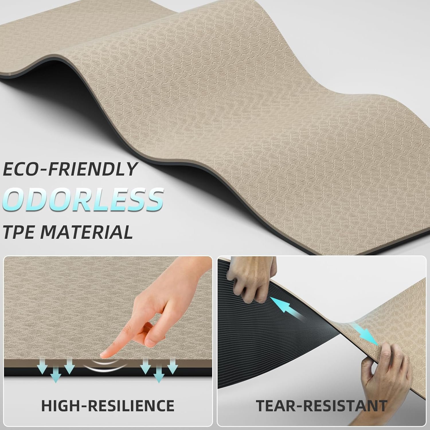 Extra Long & Wide Yoga Mat for Tall Men & Women,76''x32.6''x7mm - High Density TPE Non-Slip Both Sides, Lightweight 1.1kg with Superior Cushioning for gymnastics, Pilates, Home, Workout - Image 5