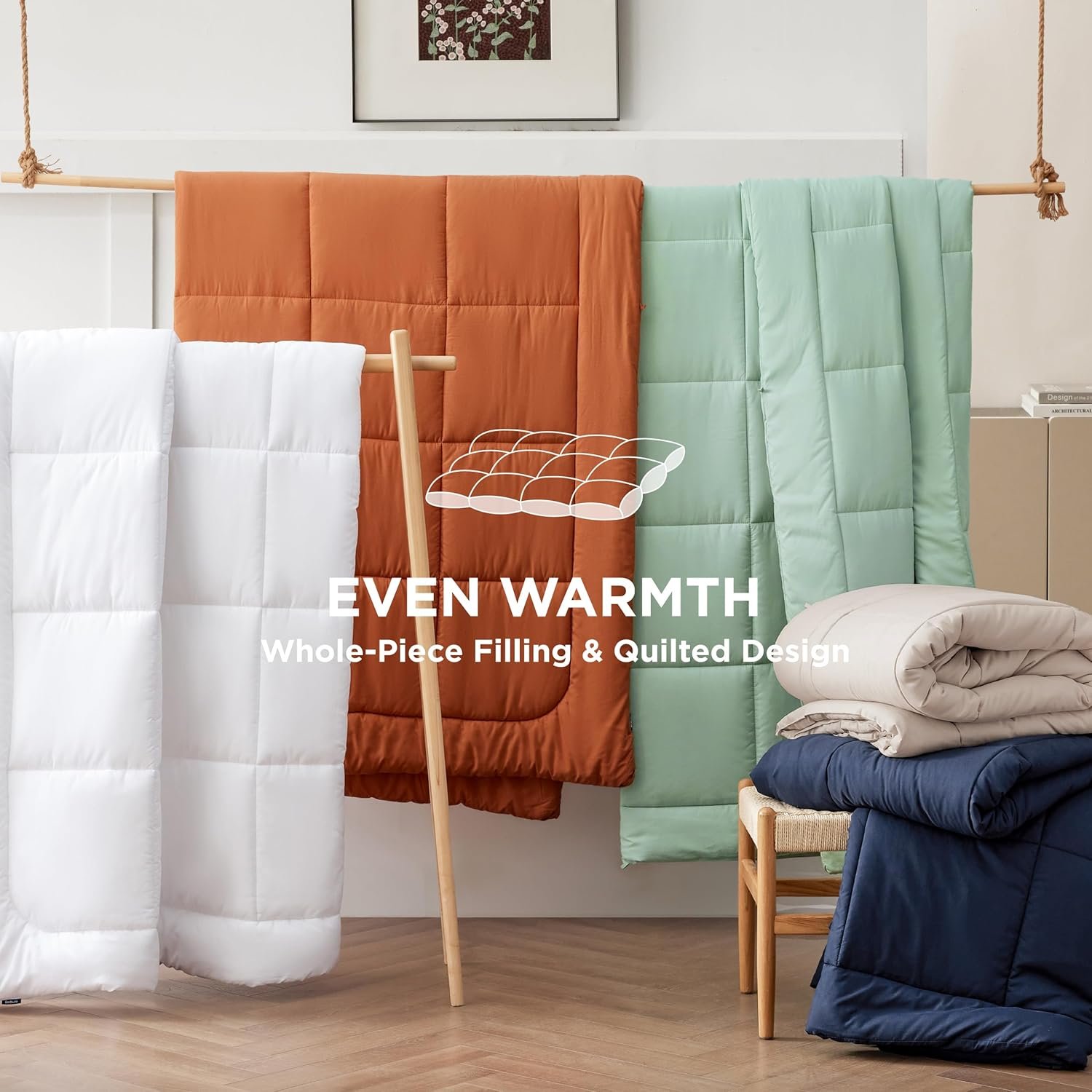 Bedsure Comforter Duvet Insert - Quilted Comforters Queen Size, All Season Duvet, GentleSoft Down Alternative Bedding, with 8 Tabs, Gifts for Women/Men, Light Grey, Queen 88 x 88 Inches - Image 9