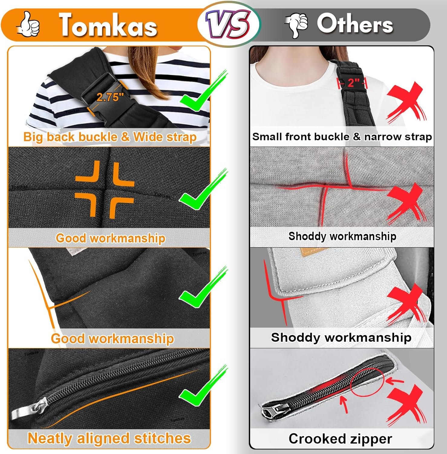 Tomkas Small Dog Sling Carrier - Adjustable Strap & Zip Pocket - Suitable for Puppies (Black) - Image 5