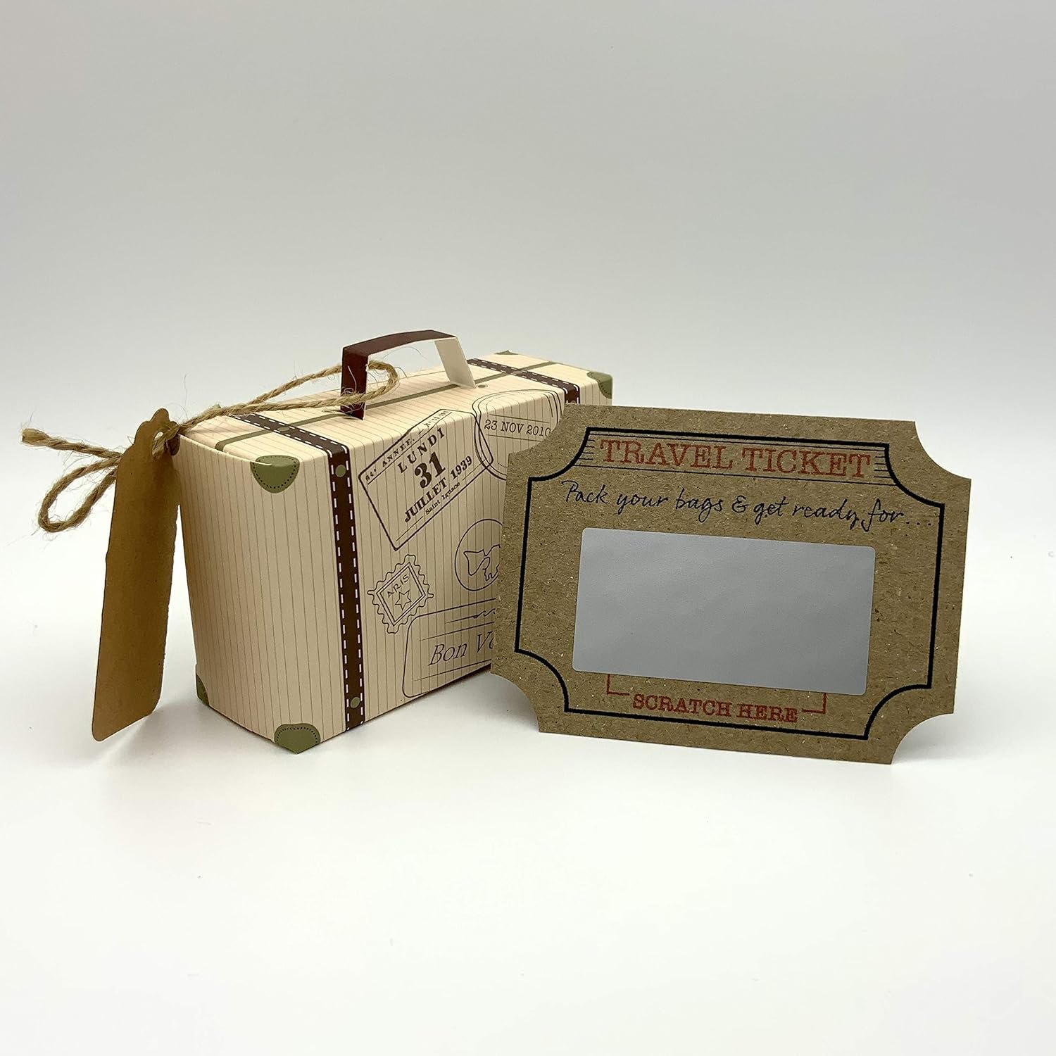 DIY Surprise Mini Suitcase & Mini Travel Ticket Scratch & Reveal Card Gift bundle (DIY). Perfect for Valentines, vacations, birthday, family trips away! - Image 8