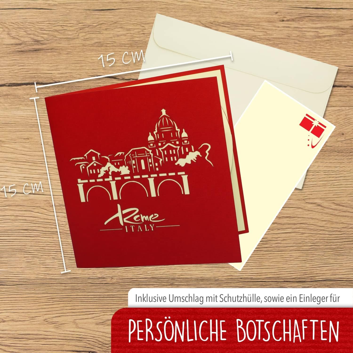 ®, LIN17630, Pop Up Karte Rom, Italien Reisegutschein, Pop Up Karte Italien, POP UP Karten Geburtstag, Pop Up Geburtstagskarte, Geschenkgutschein Städtetrip Grußkarten Italien Rome, N363 - Image 3